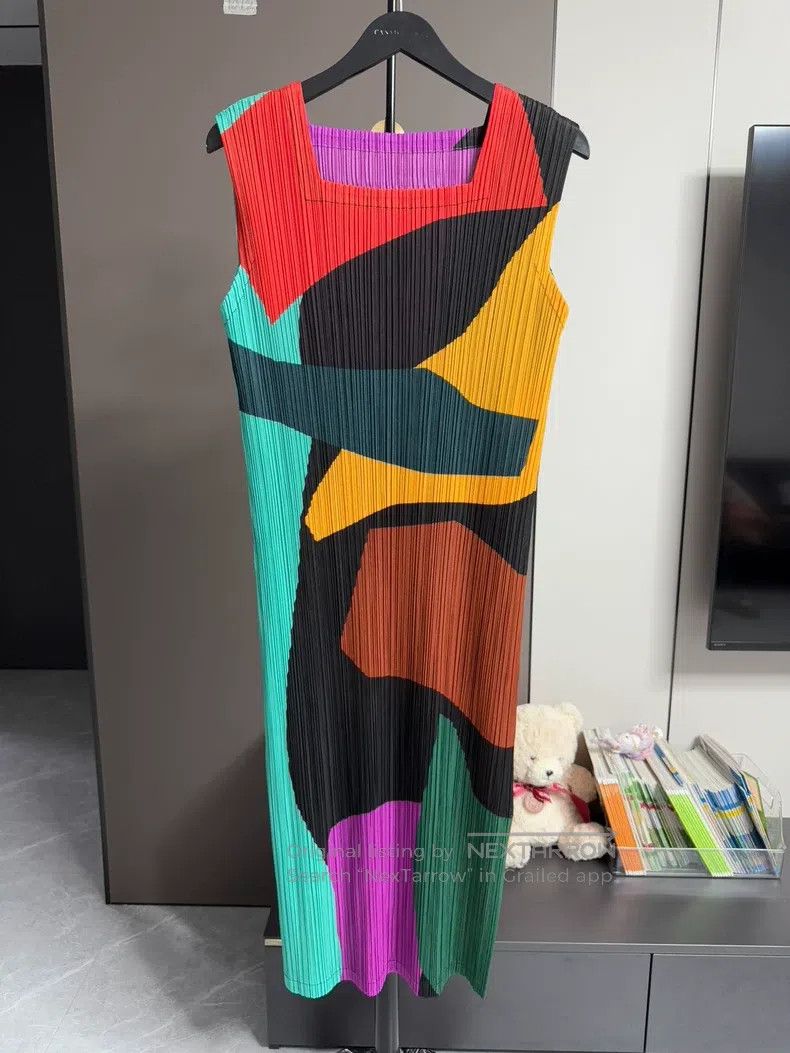 Issey Miyake Issey Miyake Color-Block Dress Size L / US 10 / IT 46 - 1 Thumbnail