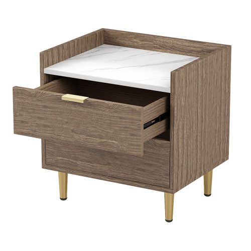 Designer × Homemade Wooden Nightstand with 2 Drawers and Marbling Worktop, Morde Size US L / EU 52-54 / 3 - 3 Thumbnail