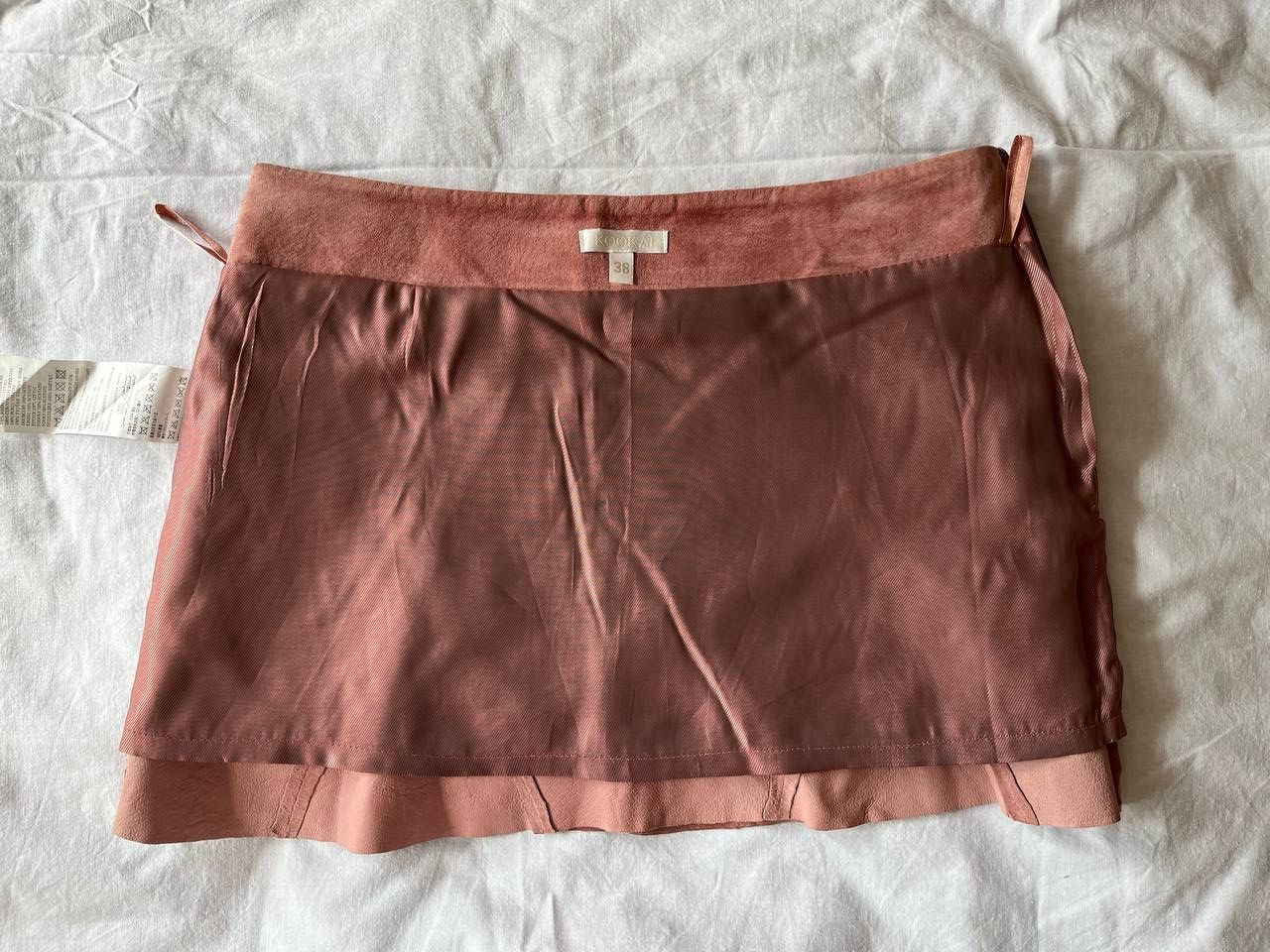 Designer × Other × Vintage KOOKAI pastel pink brushed pigskin vintage mini skirt Size 33" - 6 Thumbnail