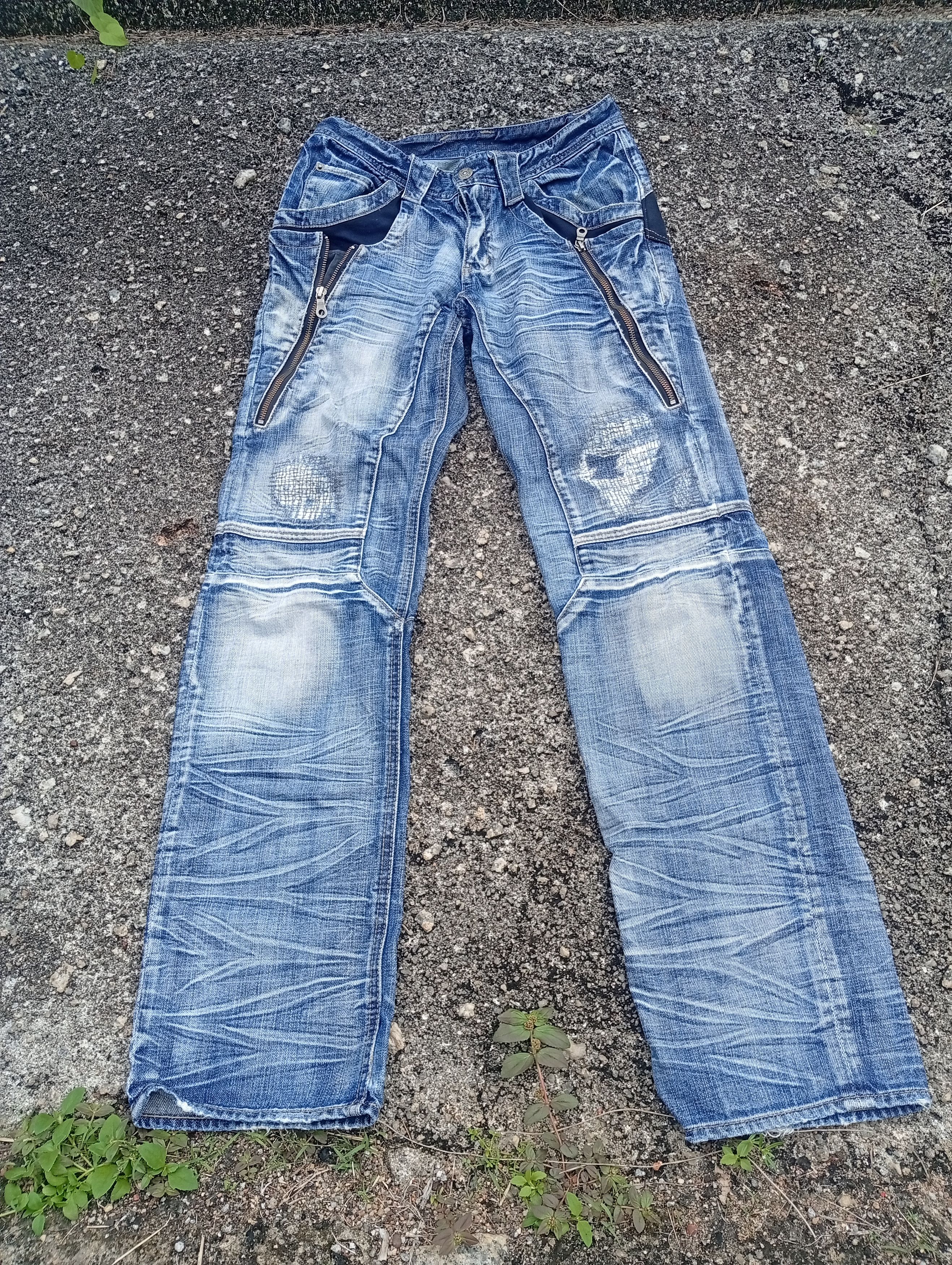 PPFM Japanese brand x PPFM moto biker distressed denim jeans Size US 29 - 2 Thumbnail
