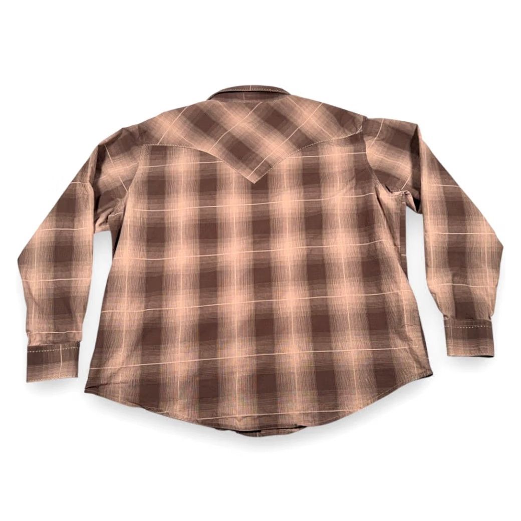 Wrangler VINTAGE Wrangler Western Shirt Adult 2XL Brown Plaid Pearl Snap American Cowboy Shirt Size US XXL / EU 58 / 5 - 3 Thumbnail