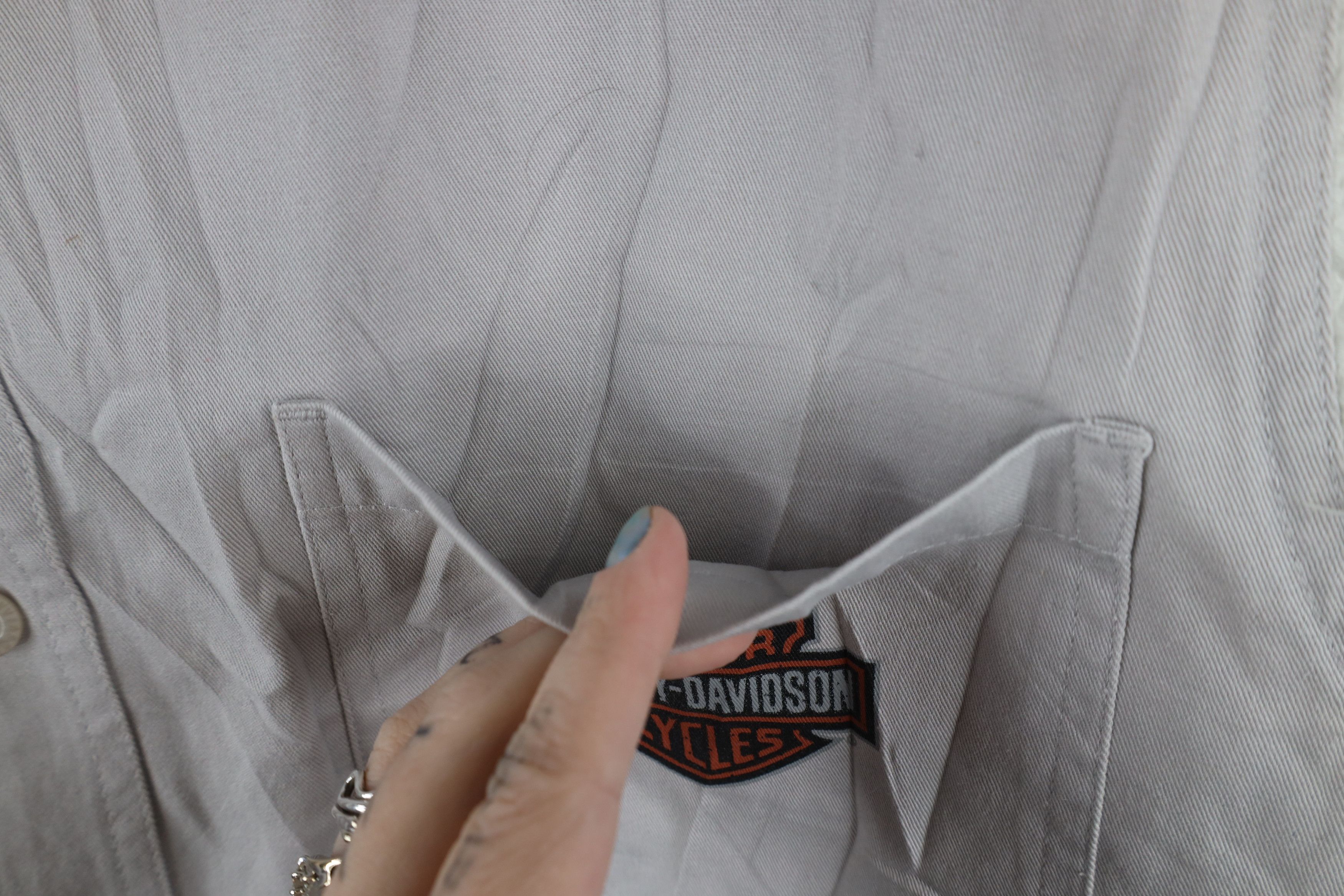 Harley Davidson × Vintage Vintage Harley Davidson Logo Cut Off Collared Button Shirt Size US XL / EU 56 / 4 - 5 Thumbnail