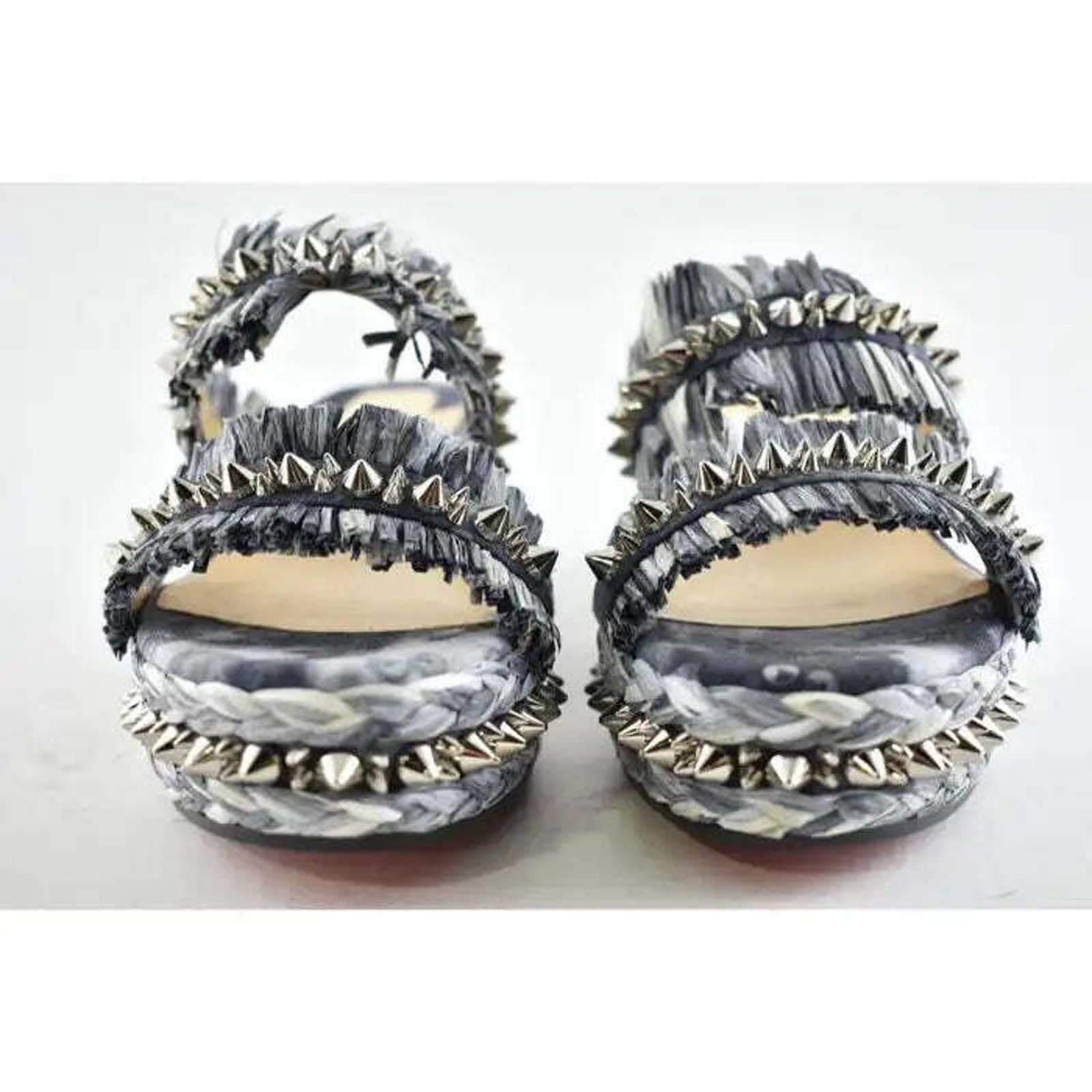 Christian Louboutin Voltinoudou 60 Blue Denim Wedge Slide Mule Sandal Heel 36 Size US 6 / IT 36 - 7 Thumbnail