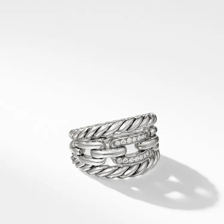 David Yurman o1w1db10526 R14459D / Size 10/ Three Row Ring in Silver Size ONE SIZE - 1 Thumbnail