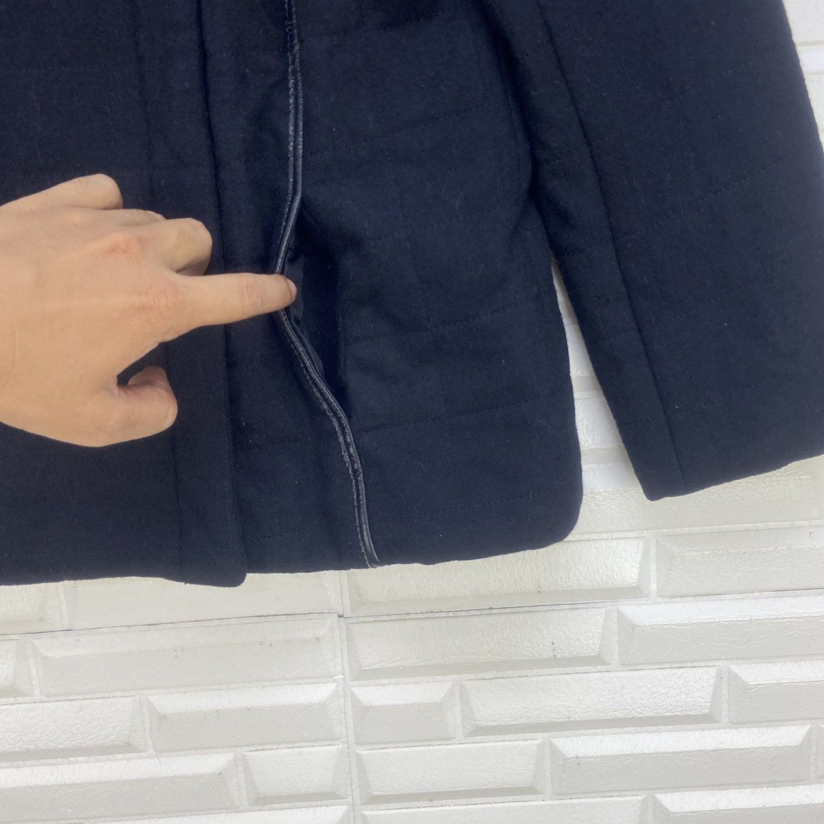 Designer × Sonia Rykiel Sonia Rykiel Leather Trimmed Wool Jacket Coat Size XS / US 0-2 / IT 36-38 - 7 Thumbnail