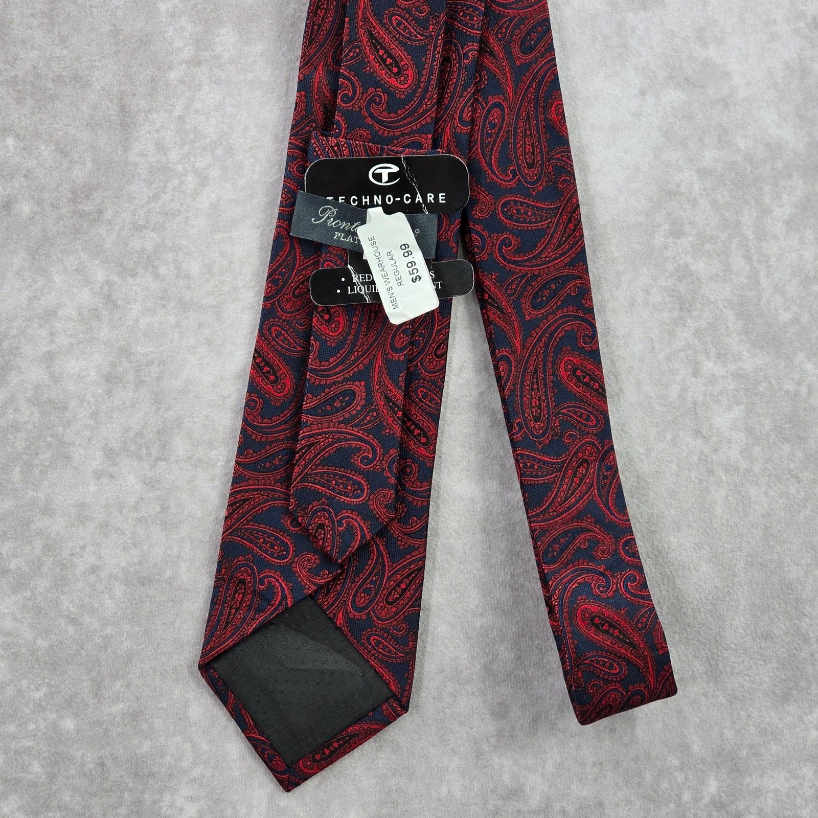 Other Pronto Plomo Platinum Red Blue Floral Paisley Silk Neck Tie Size 30 - 3 Thumbnail