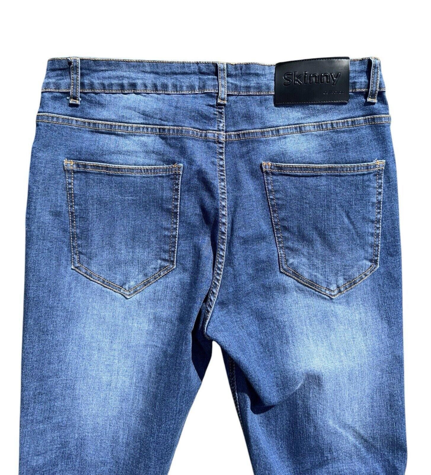Designer GINGTTO Men's Skinny Jeans Stretch Tapered Leg Blue Wash 34 Size US 34 / EU 50 - 6 Thumbnail