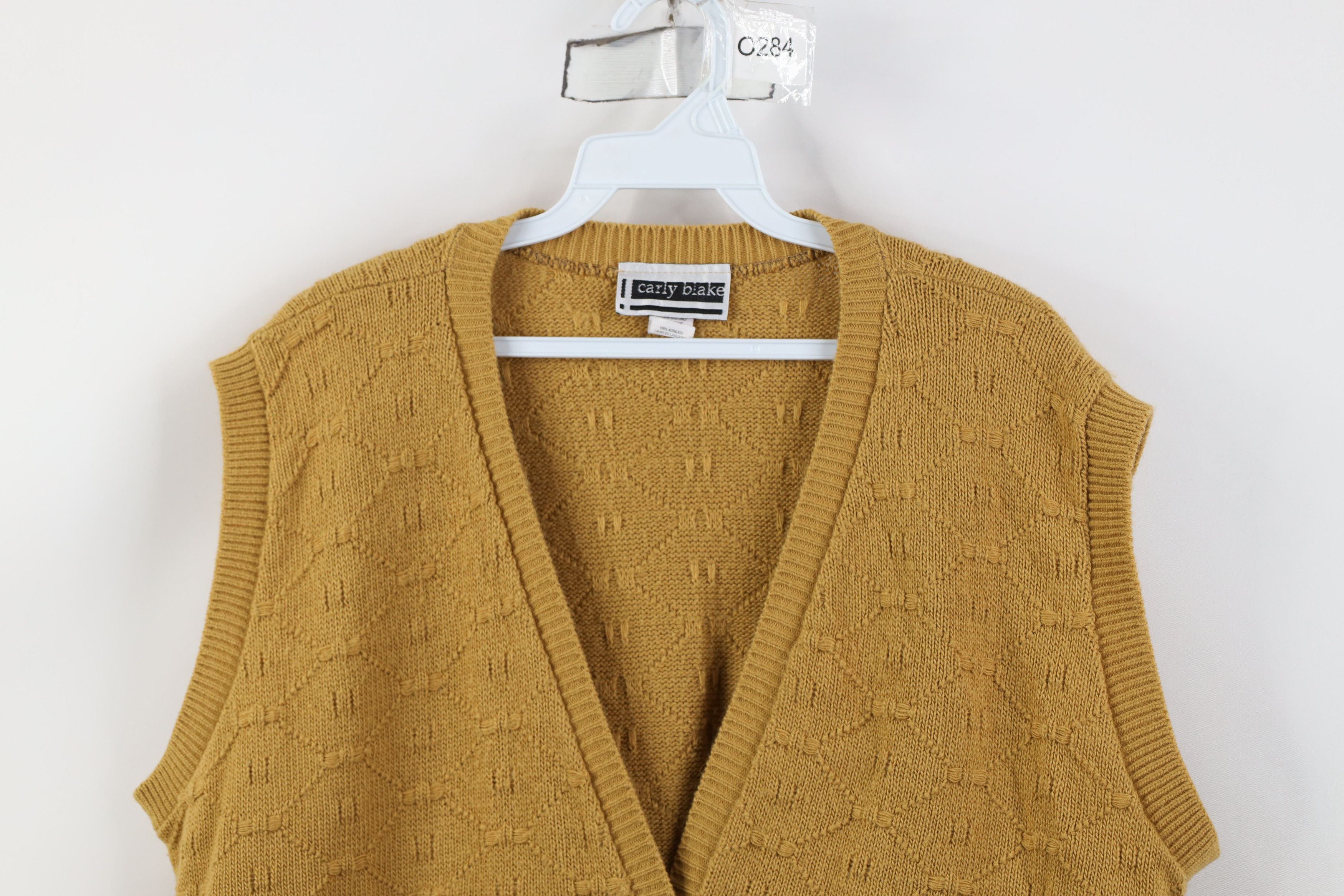 Vintage Vintage 90s Streetwear Knit Cardigan Sweater Vest Wheat USA Size XL / US 12-14 / IT 48-50 - 2 Thumbnail