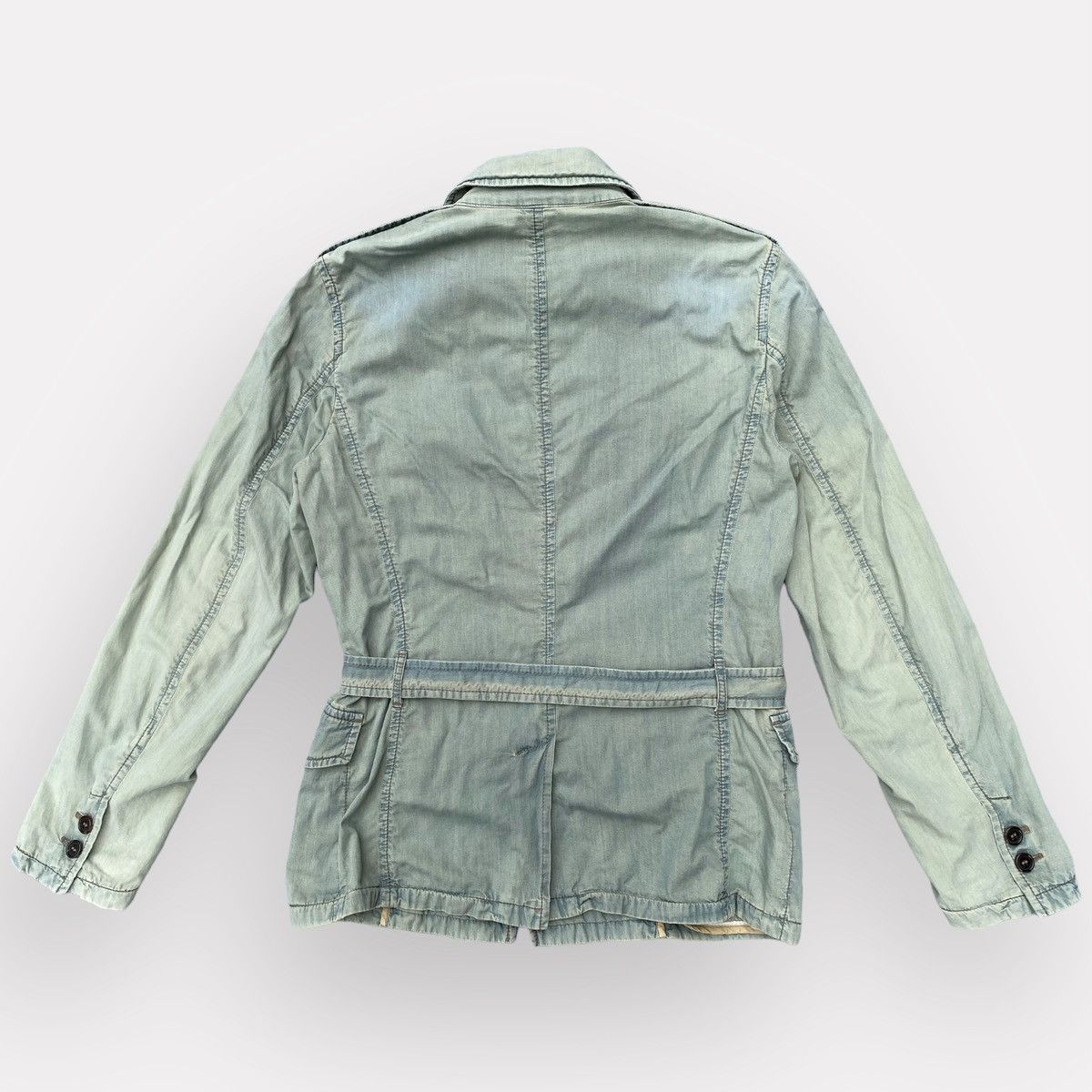 Prada SS05 Runway Worn Denim Military Belted Back Jacket Size US S / EU 44-46 / 1 - 7 Thumbnail