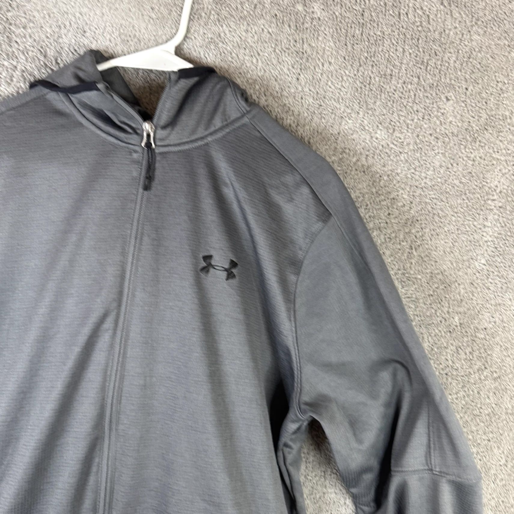 Under Armour Under Armour Jacket Mens L Gray Hooded Full Zip Lined Lightweight Athletic Running Gym Training Casual Front Zip Pockets Size US L / EU 52-54 / 3 - 4 Thumbnail