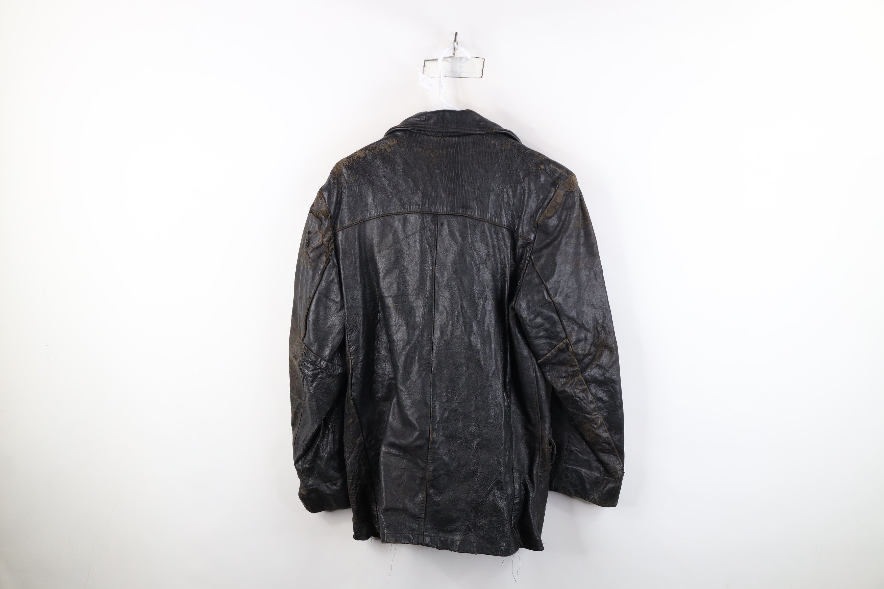 Vintage Vintage 70s Streetwear Leather Button Jacket Coat Black Size US S / EU 44-46 / 1 - 13 Thumbnail