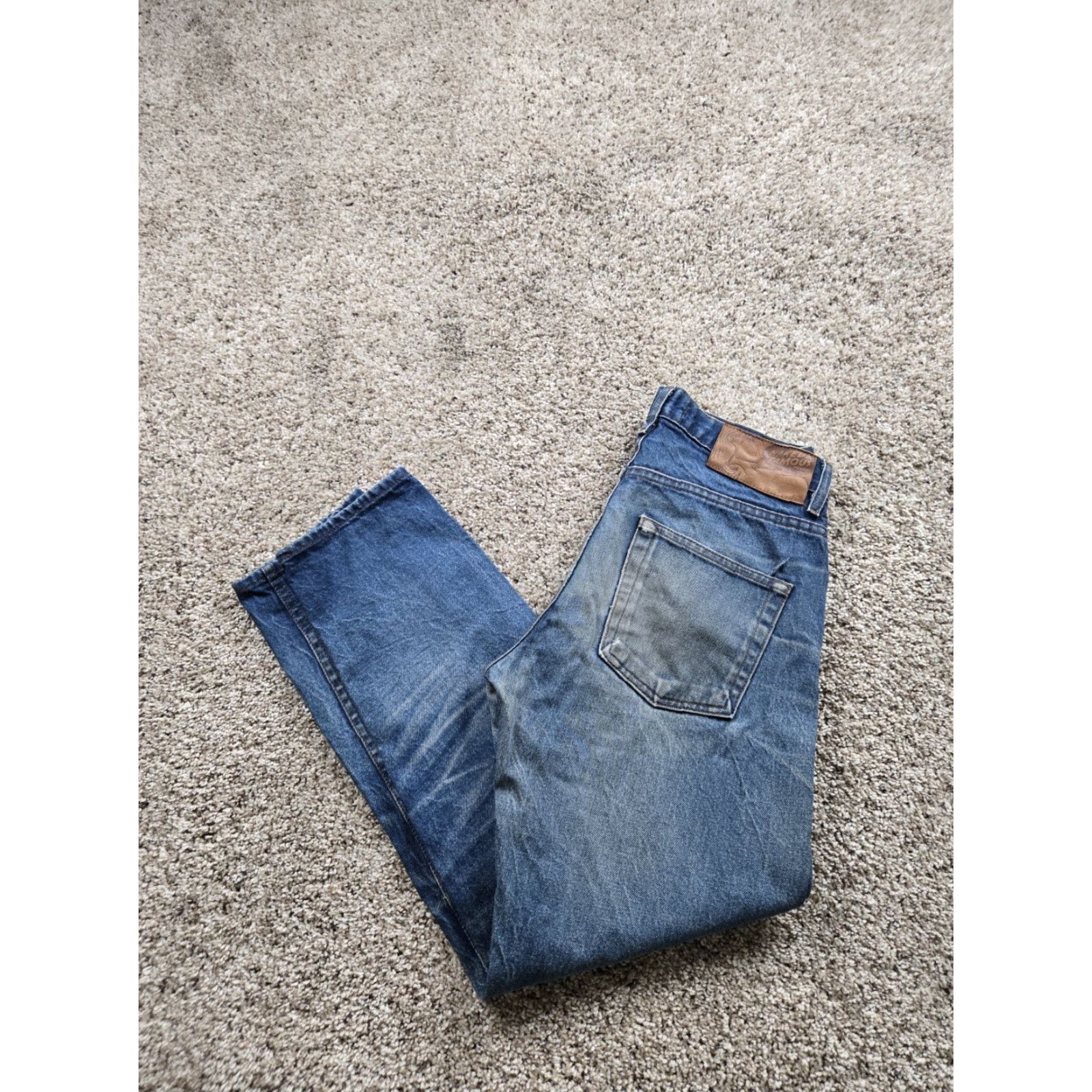 Vintage Naked & Famous Denim Jeans 30X28 Mens Slim Straight Blue Distressed Selvedge Denim 5-Pocket Size US 30 / EU 46 - 2 Thumbnail