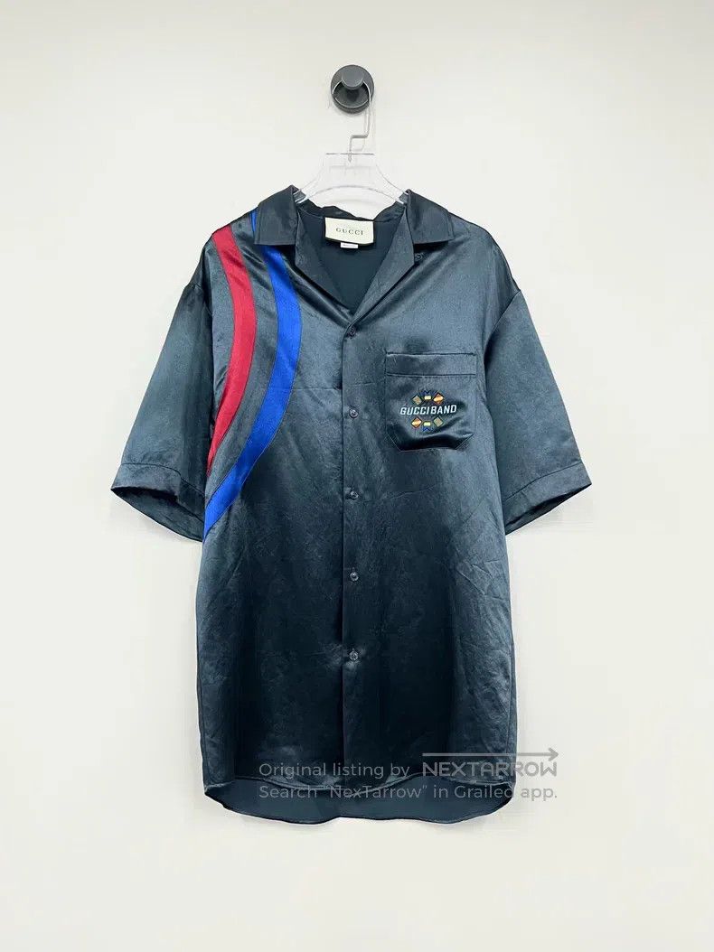 Gucci Gray Logo letter embroidery contrast colour striped