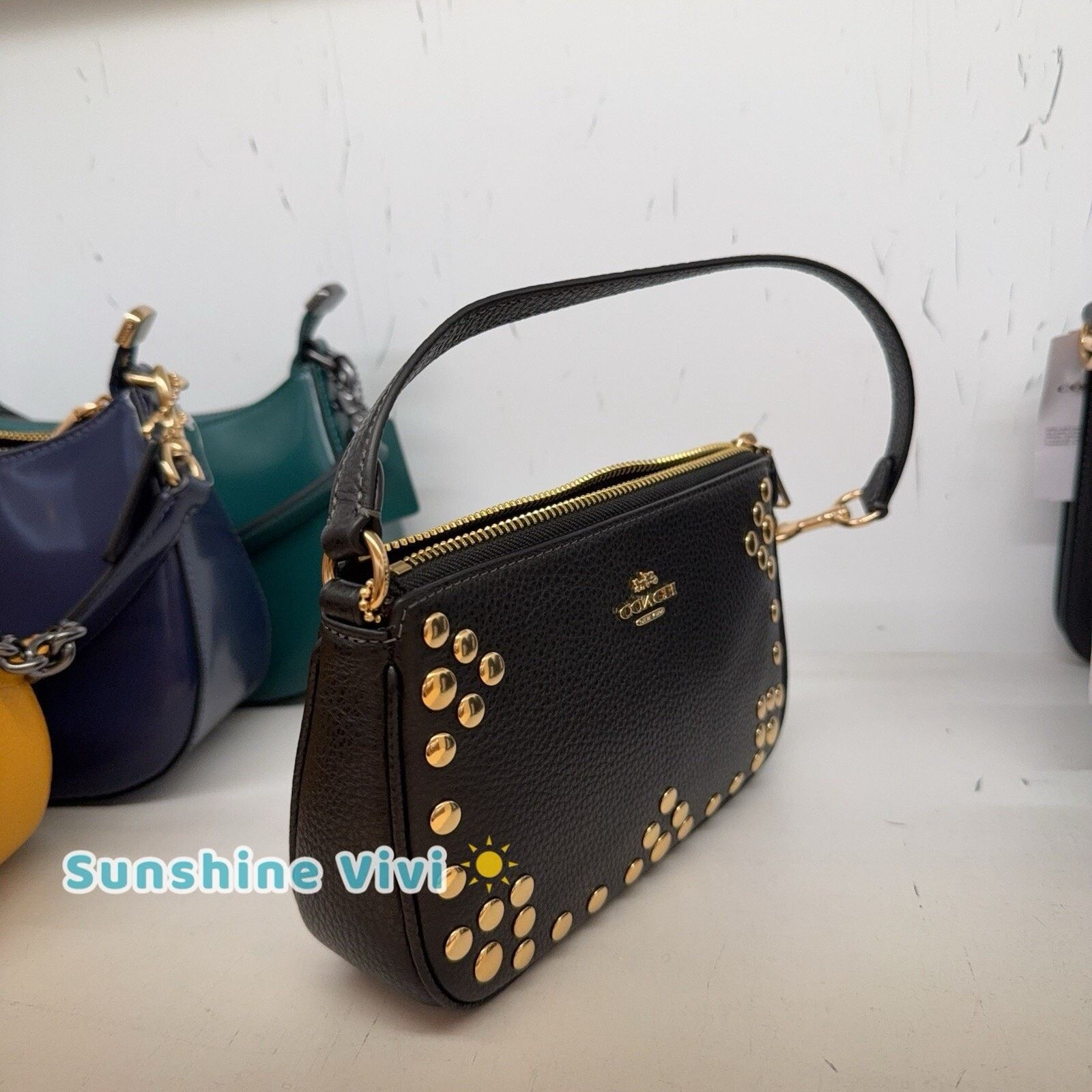 Coach NWT COACH Nolita Rivers 19 Wristlet Leather Gold/Black CAQ17 Size ONE SIZE - 2 Thumbnail