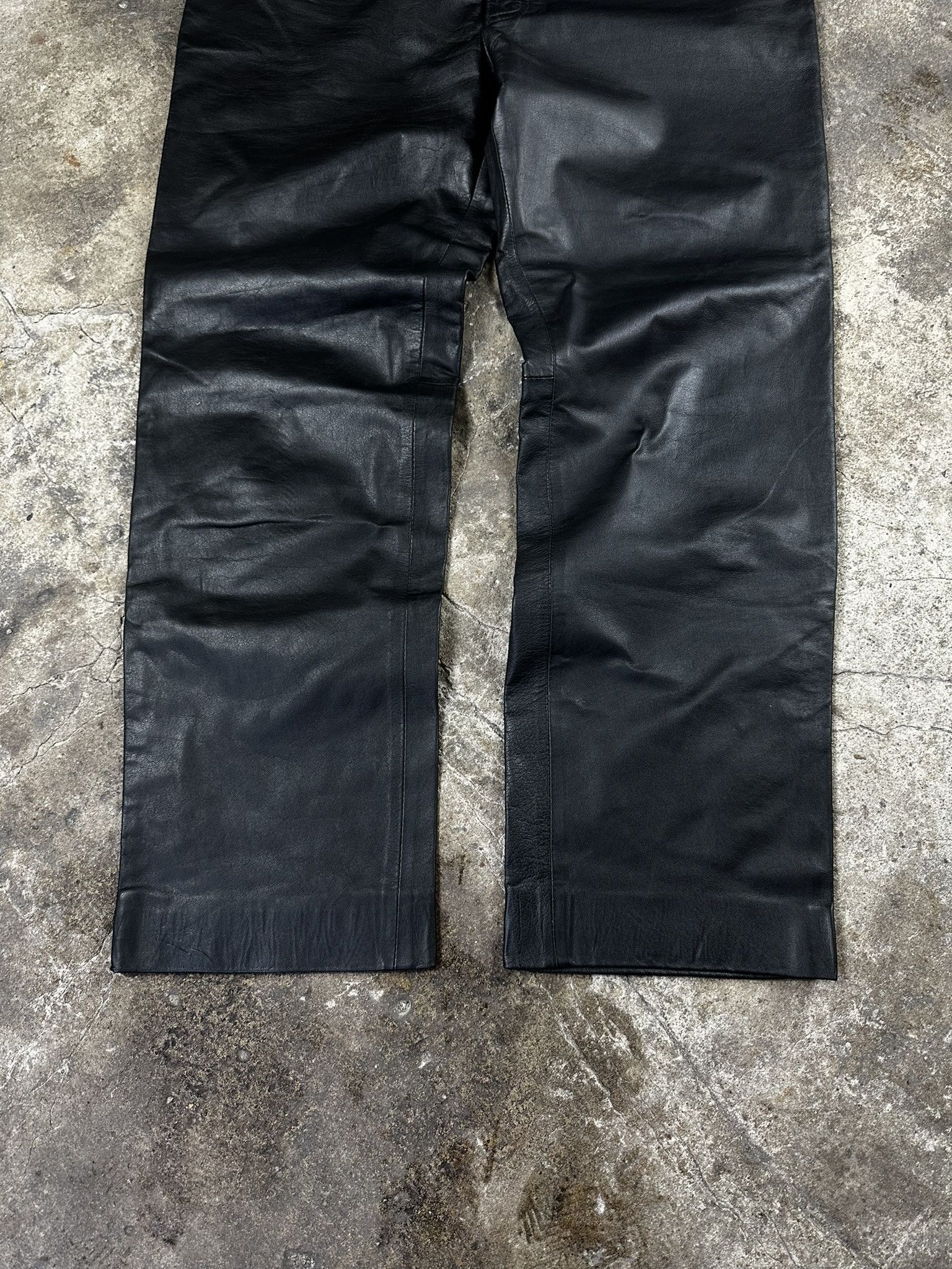 Leather 90s Vintage Oversized Real Leather Avant Garde Pants Size US 36 / EU 52 - 2 Thumbnail