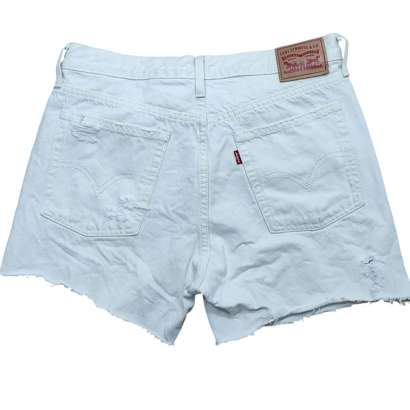 Levi's Levi's 501 Jean Shorts Womens Tag 30 White Raw Hem High Rise Button Fly Casual Size 30" / US 8 / IT 44 - 2 Thumbnail