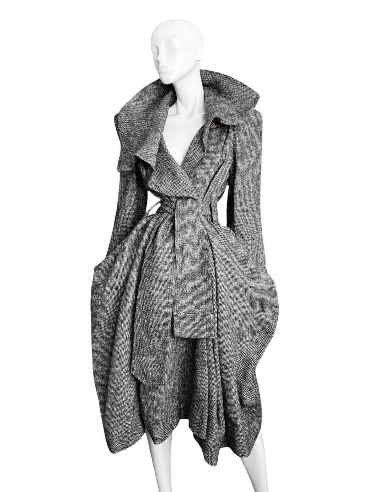 Vivienne Westwood Runway Vivienne Westwood Black Wool Asymmetry Maxi Coat Size S / US 4 / IT 40 - 2 Thumbnail