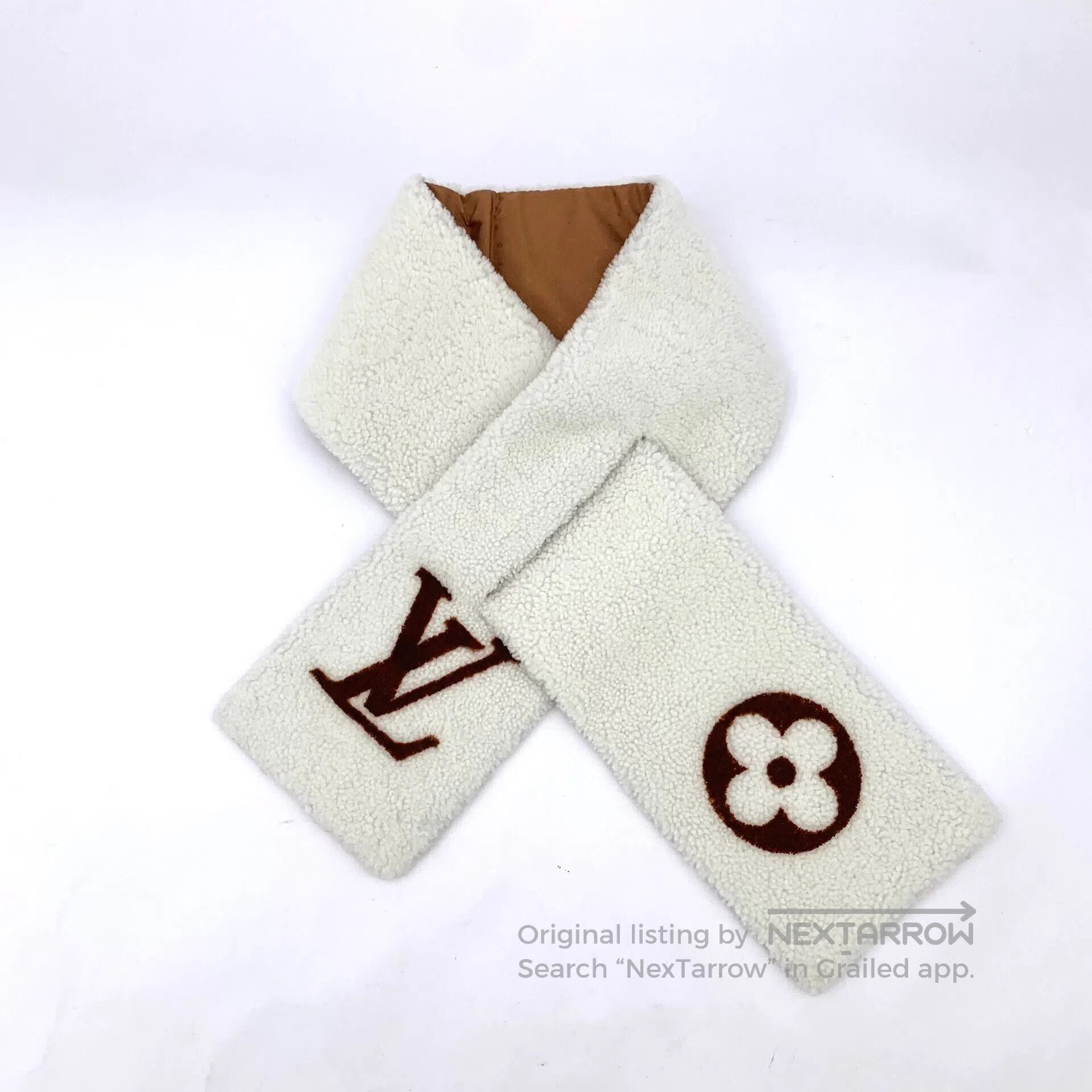 Louis Vuitton Louis Vuitton Beige Logo Monogrammed Fleece Scarf| Size ONE SIZE - 1 Thumbnail