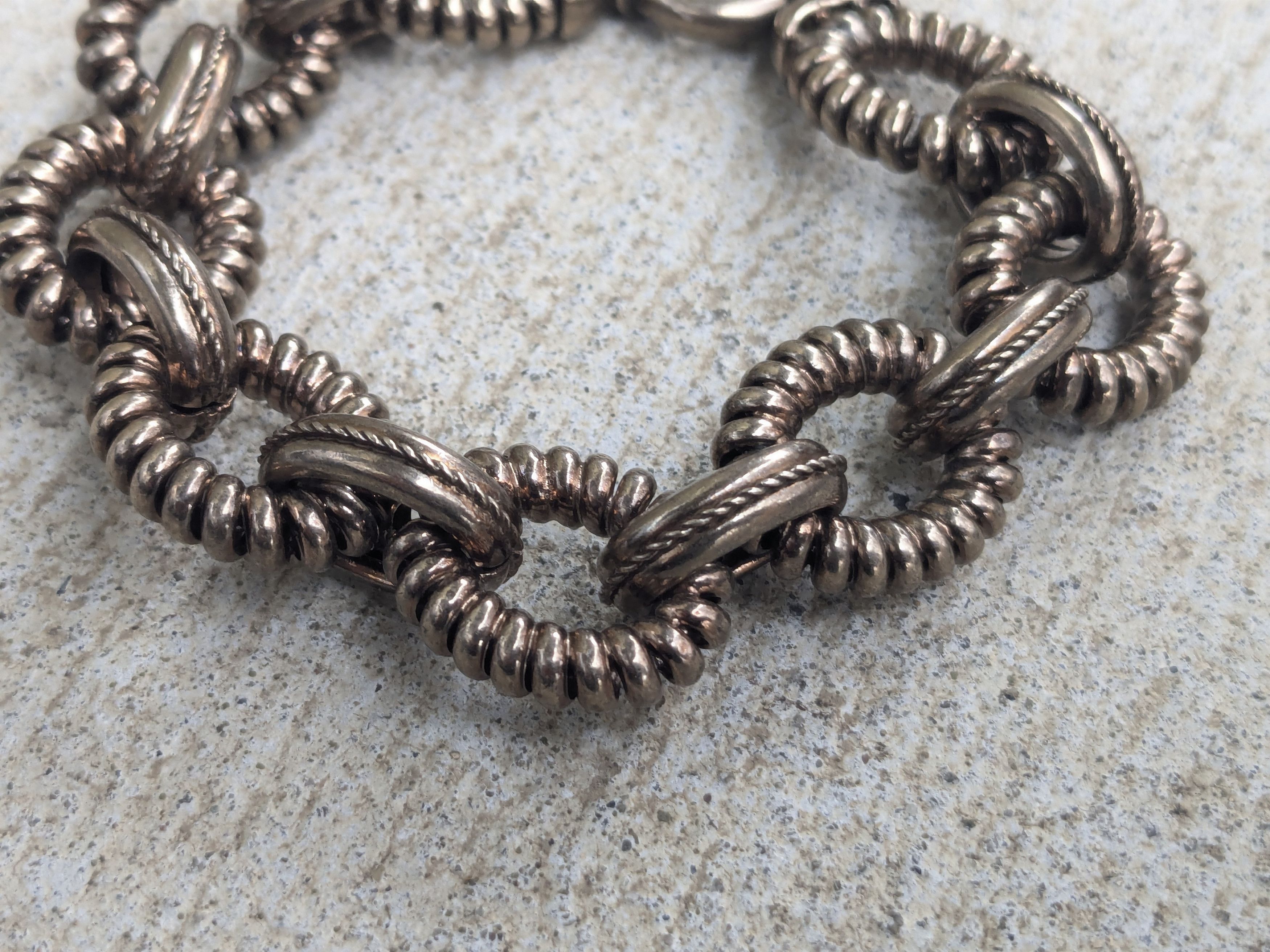 Jewelry Vintage Sterling Silver Bracelet Oval Thick Chunky 7.75 Size ONE SIZE - 3 Thumbnail
