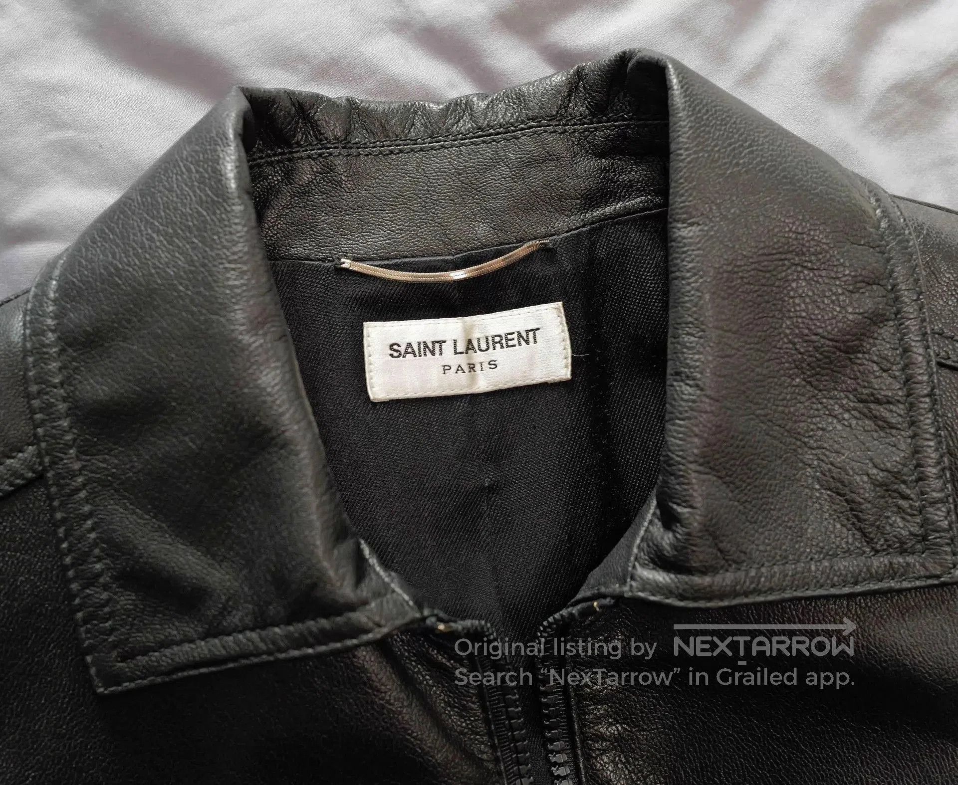 Saint Laurent Paris Black Leather Jacket with Collar . Size US S / EU 44-46 / 1 - 4 Thumbnail