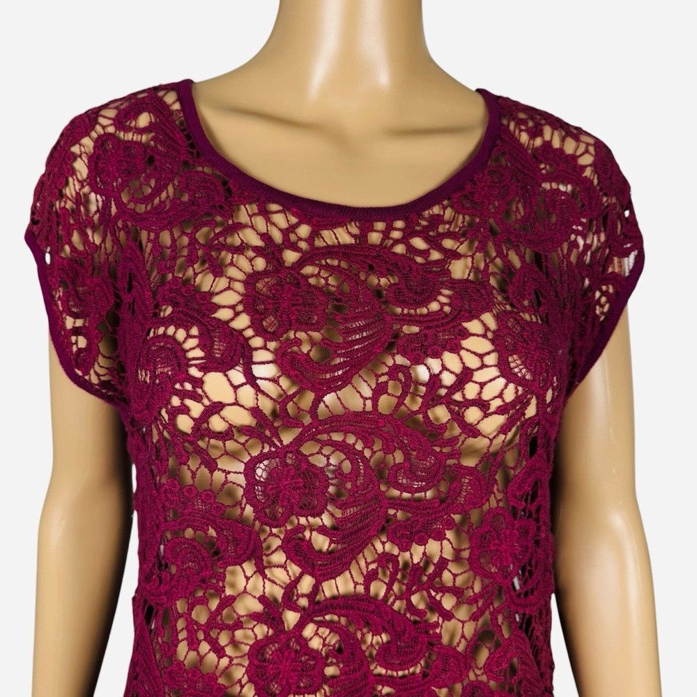 Other New Lisa Maree Cheers Lace Crochet High-Low Wine Dress Size Size L / US 10 / IT 46 - 2 Thumbnail