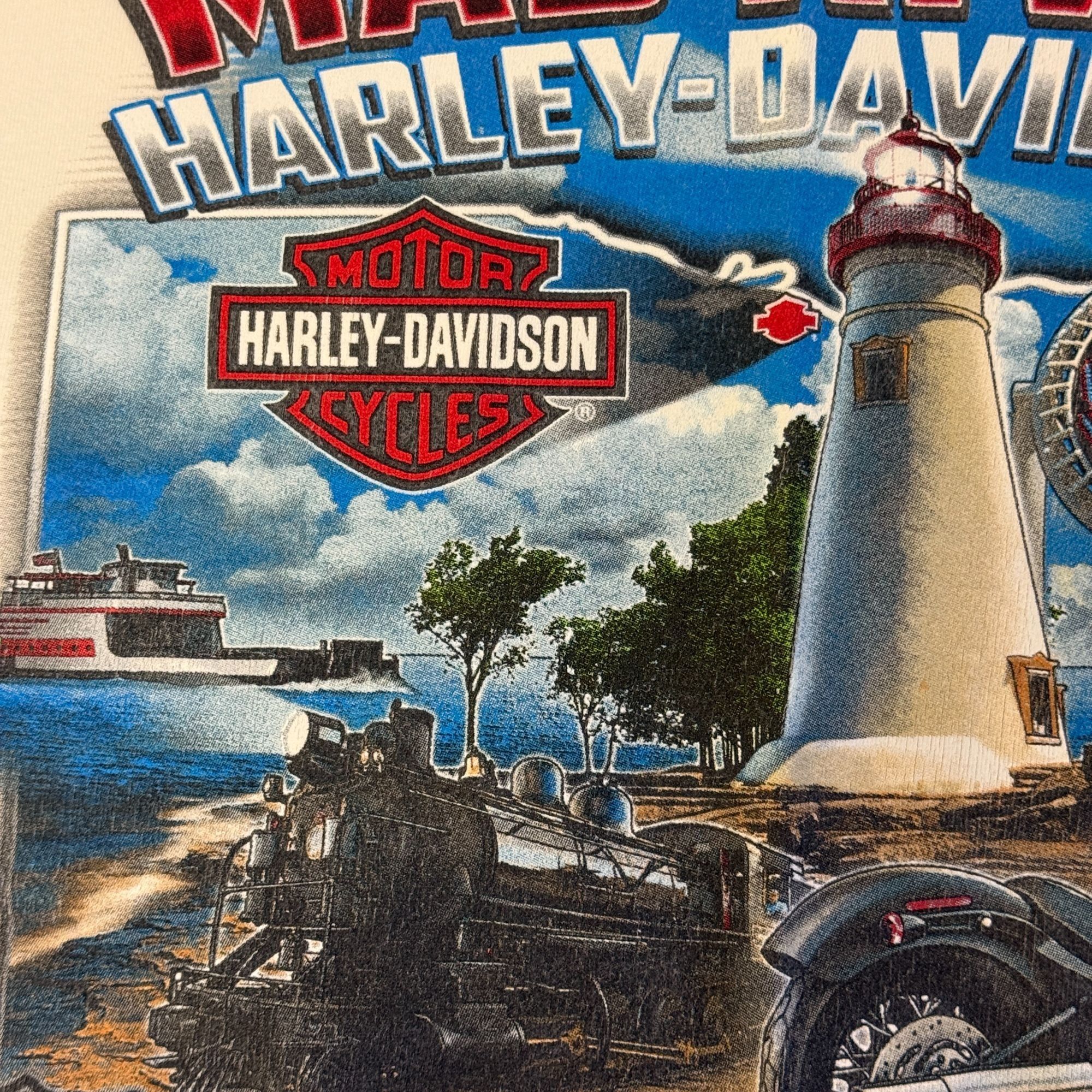 Harley Davidson MAD RIVER OHIO Motorcycle BIKER Theme Park Lighthouse Train Size US L / EU 52-54 / 3 - 6 Thumbnail