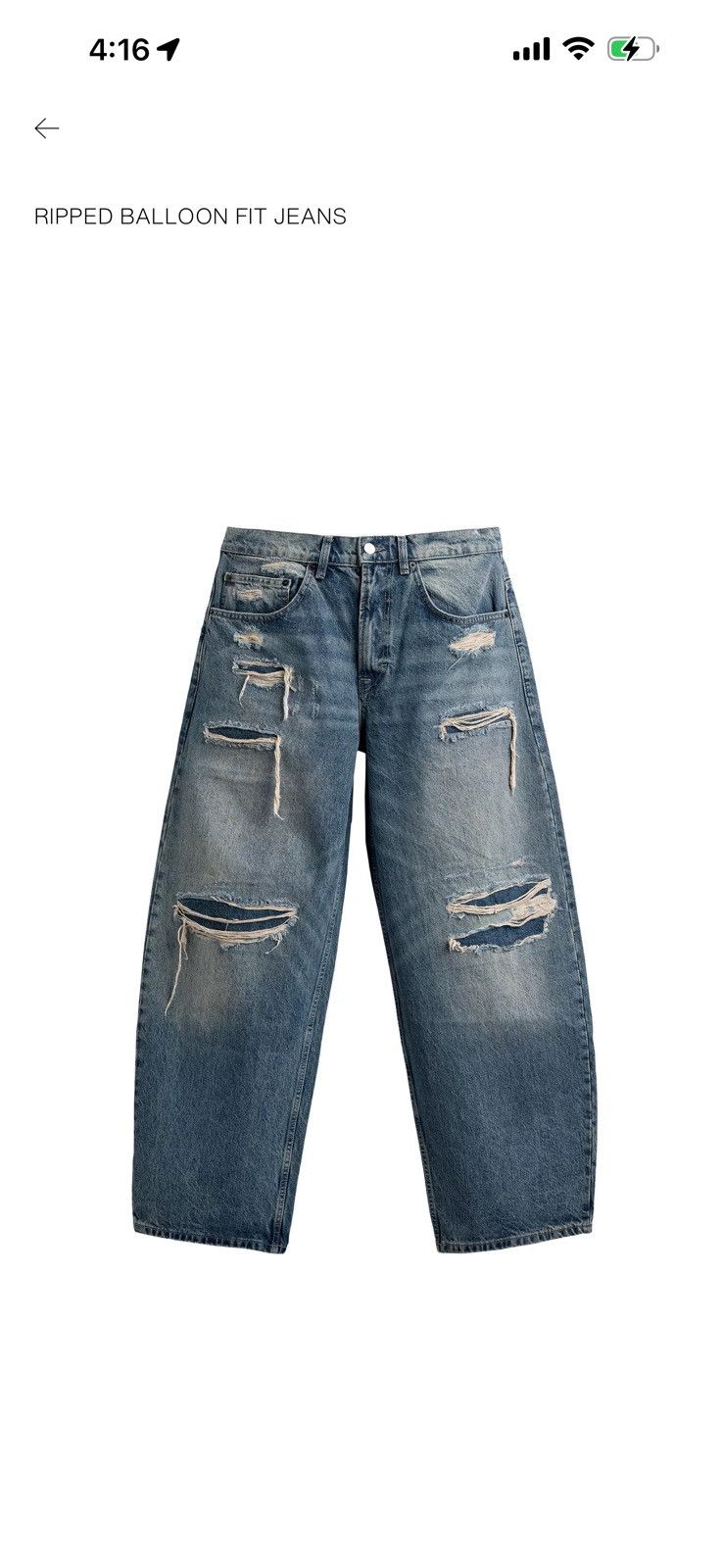 Zara Ripped Balloon Fit Jeans Zara Size US 31 - 1 Thumbnail