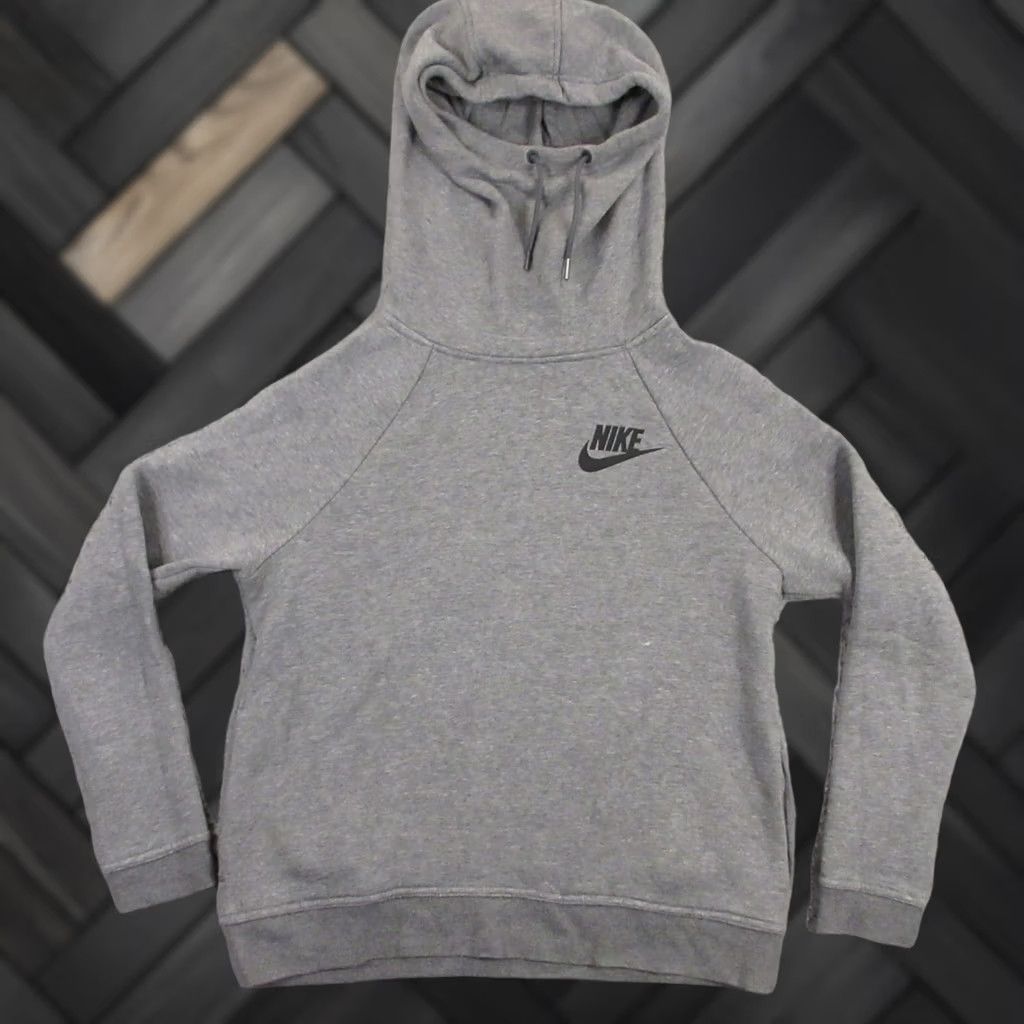 Nike Nike Sportswear Rally Hoodie Womens S Gray Logo Funnel Neck Pullover Sweatshirt Hoodie 828601-091 Size S / US 4 / IT 40 - 1 Thumbnail