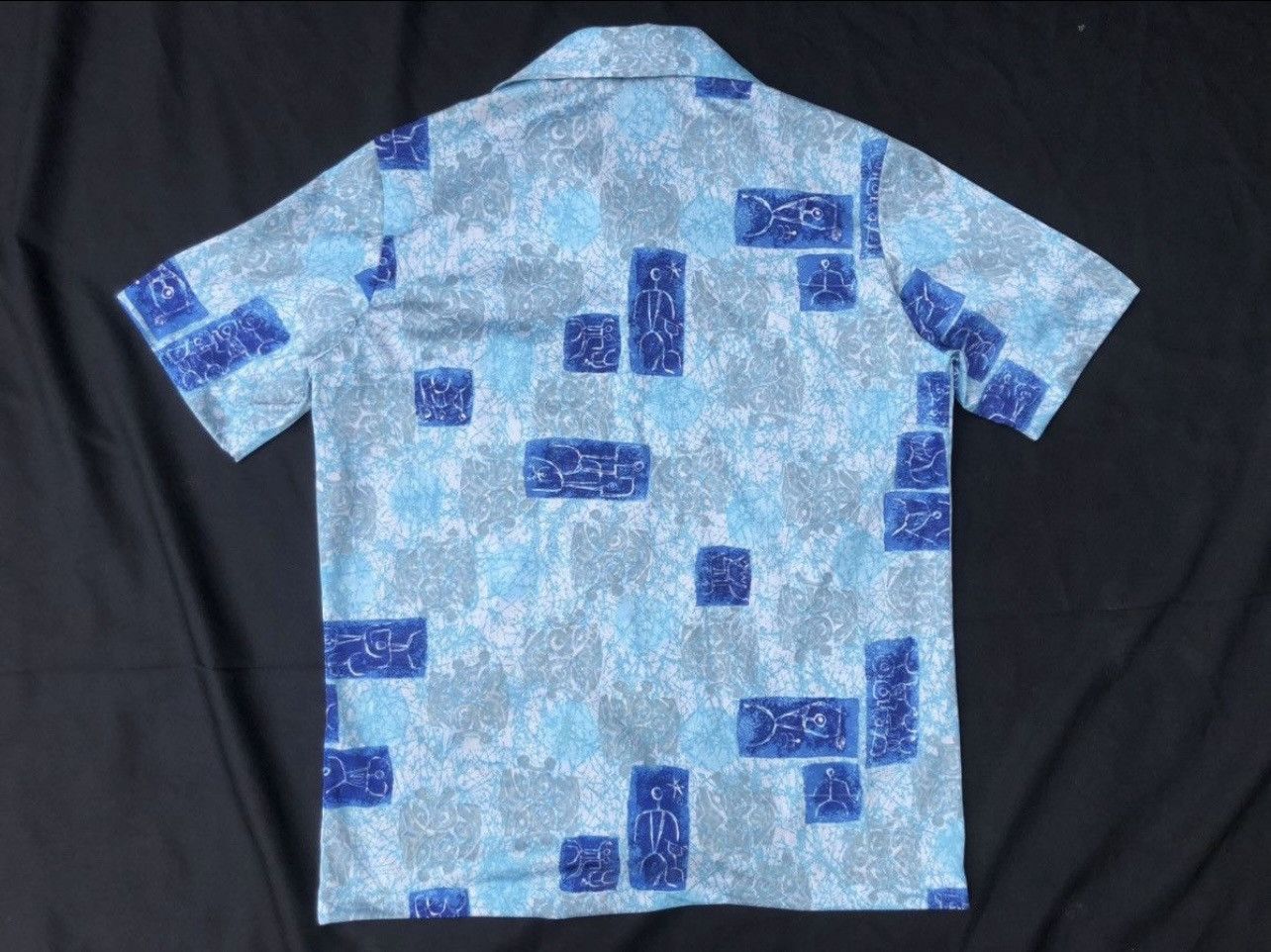 Vintage Vintage 70s NAPILI Abstract Cave Art Collar Sharp Hawaiian Size US M / EU 48-50 / 2 - 6 Thumbnail