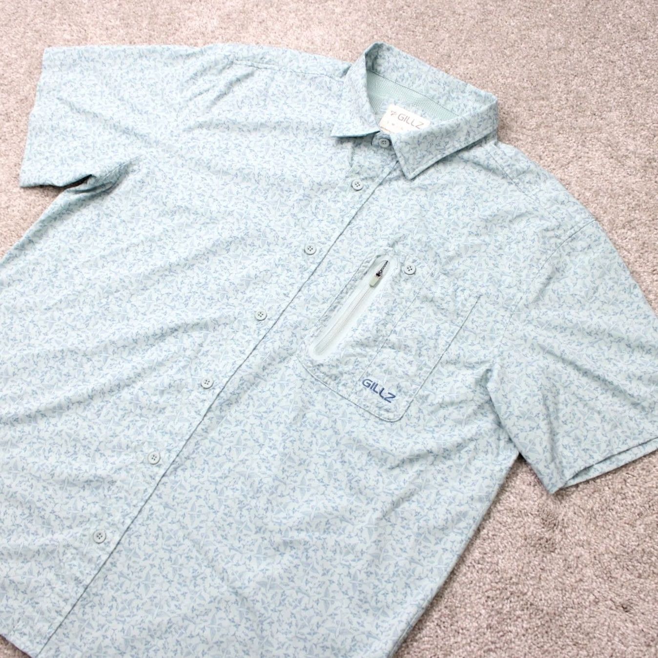 Vintage Gillz Shirt Geometric Blue Button-Up Long Sleeve Mens Large Polyester Stretch Size US L / EU 52-54 / 3 - 4 Thumbnail