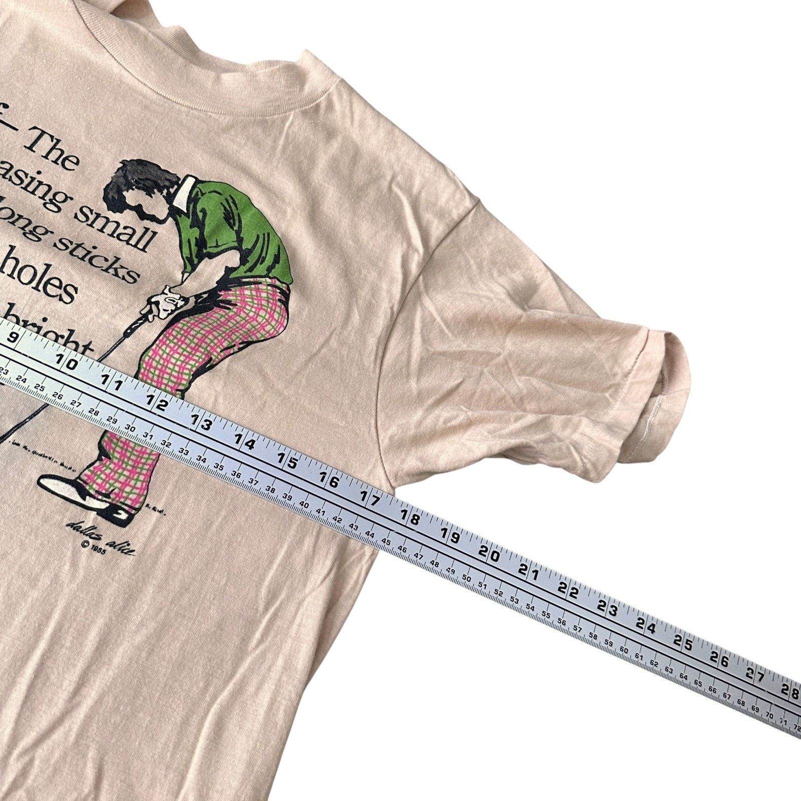 Hanes VTG Golf Lovers T-Shirt Men’s Medium Beige USA 80s Funny Tee Size US M / EU 48-50 / 2 - 7 Thumbnail