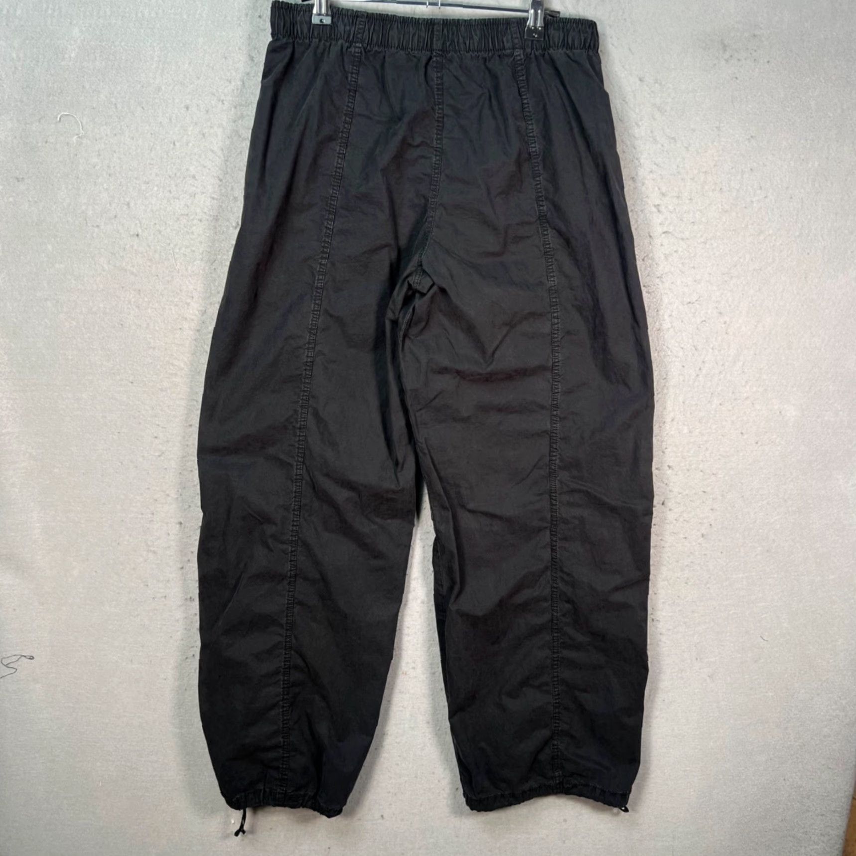 Zara Zara Black Cotton Elastic Waist Wide-Leg Pants Womens Size S Small Regular Inseam 30in Ankle Stretch Size 28" / US 6 / IT 42 - 2 Thumbnail
