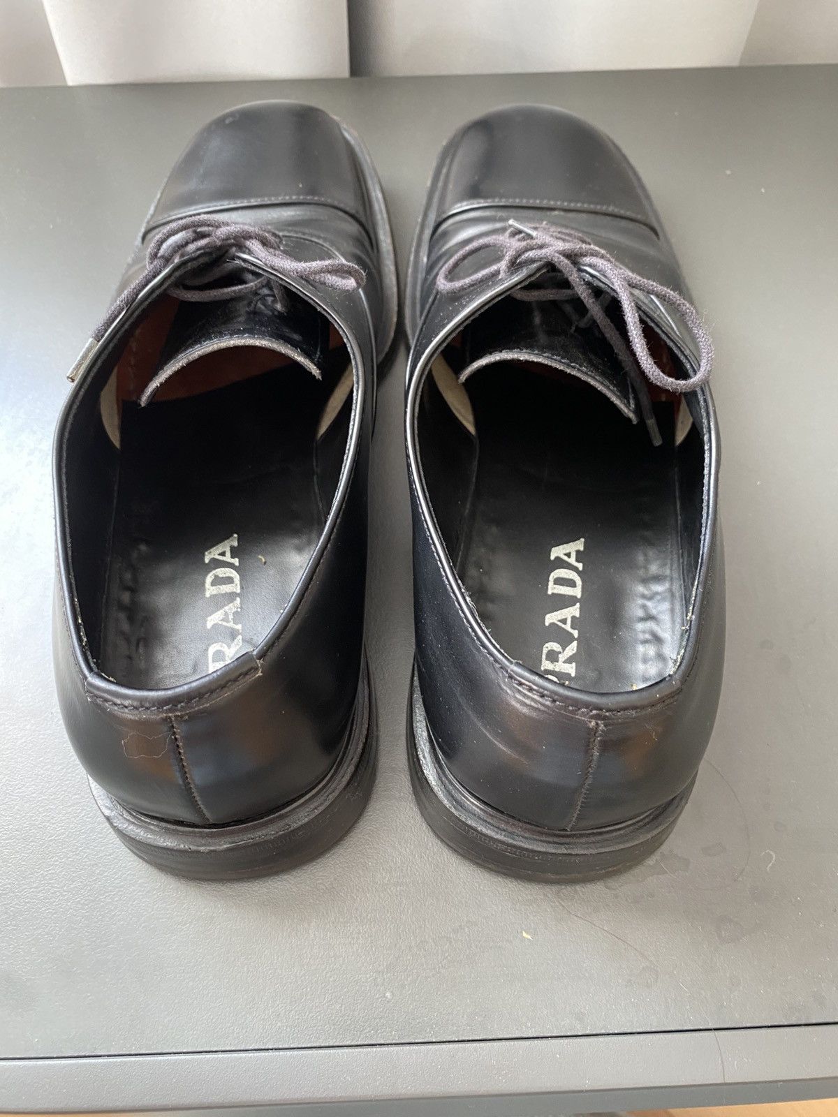 Prada Prada Black Leather Oxfords Size US 8.5 / EU 41-42 - 2 Thumbnail