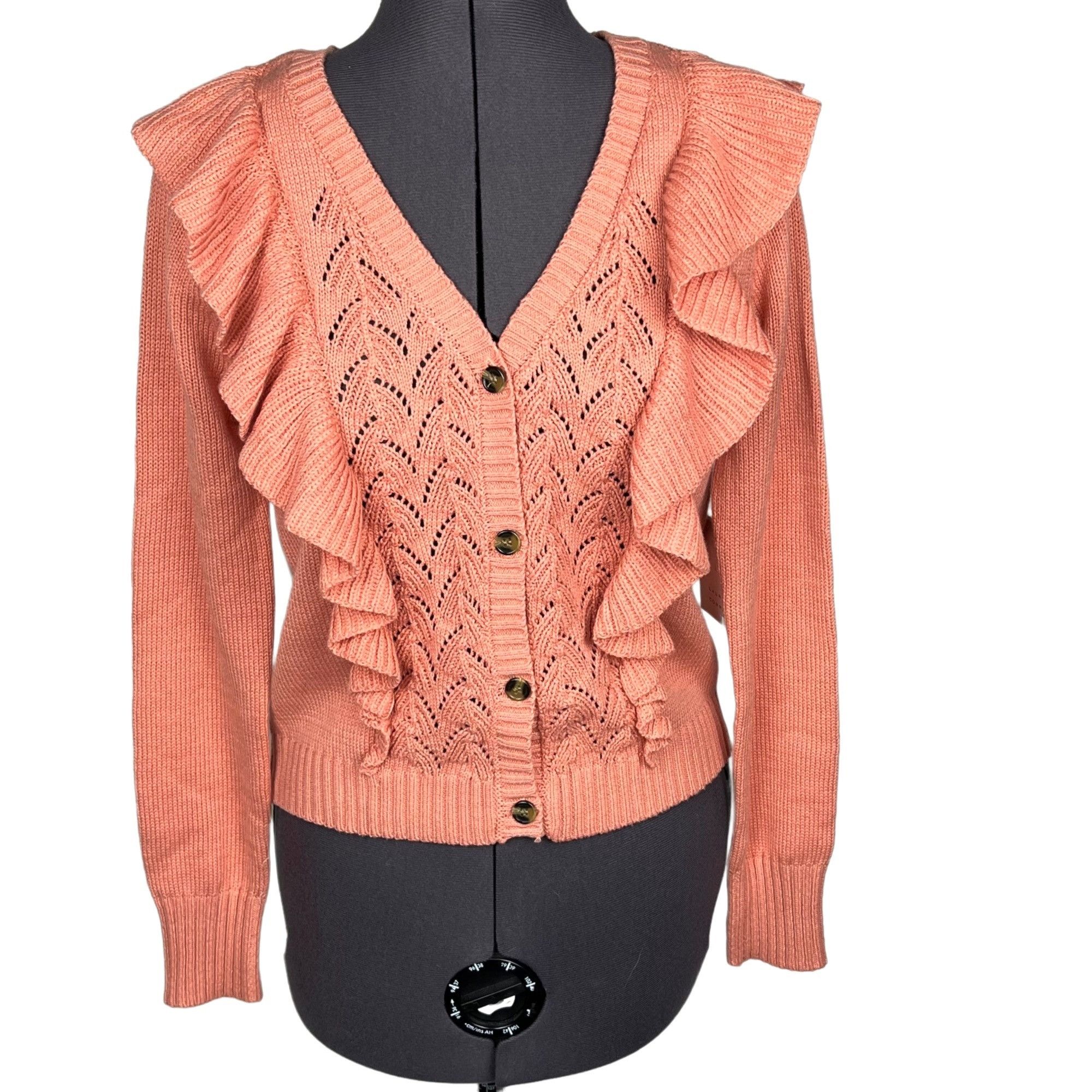 Other LC Lauren Conrad Women's Ruffle Pointelle Cardigan Sweater P Size S / US 4 / IT 40 - 1 Thumbnail