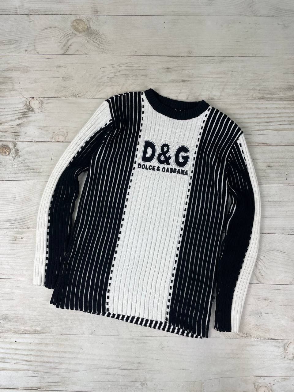 Dolce & Gabbana Vintage Dolce Gabbana Big Logo Knit Sweater Striped Size US M / EU 48-50 / 2 - 1 Thumbnail