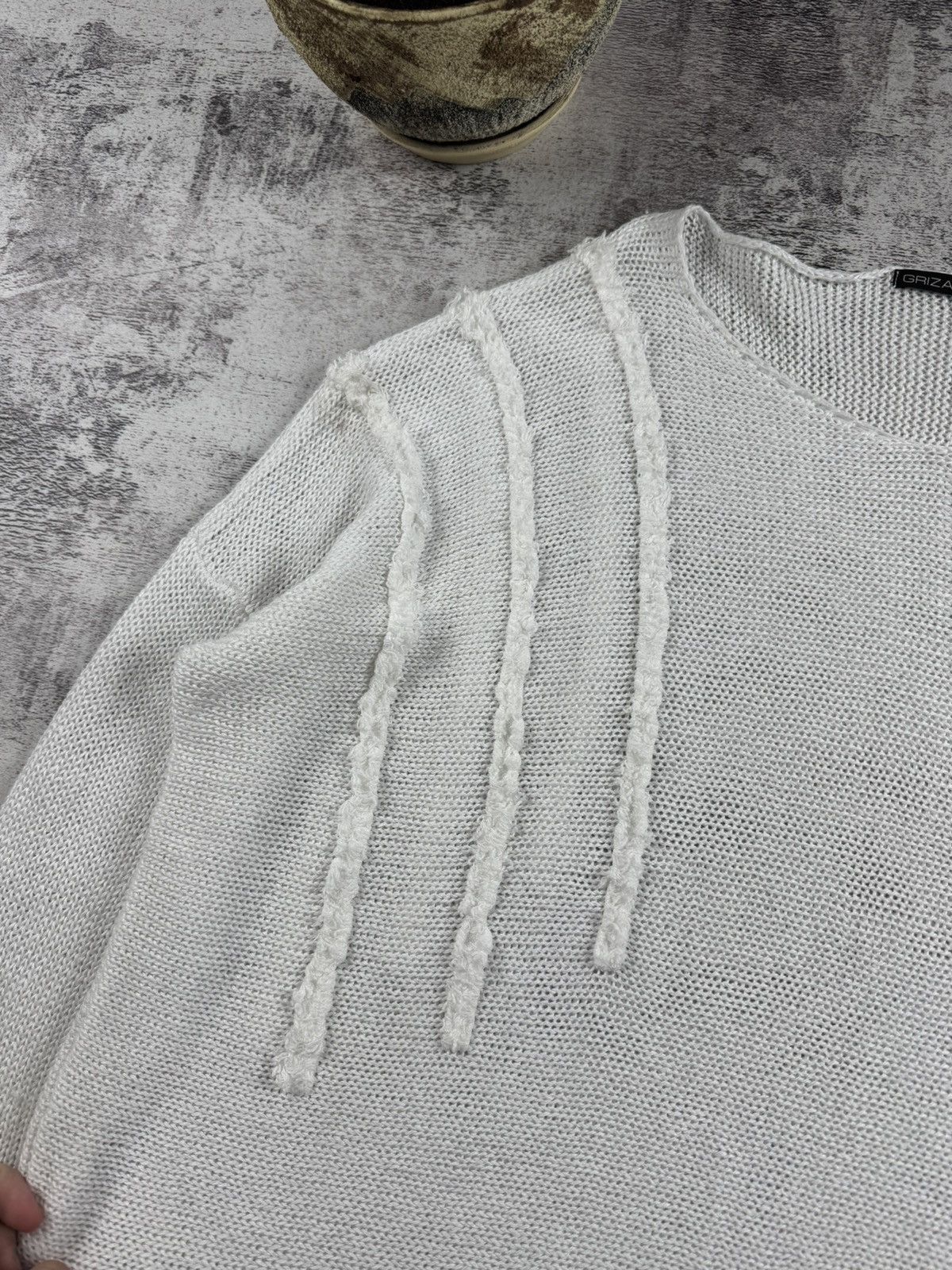 Japanese Brand Grizas Linen Asymmetric Oversized Knit Sweater Cropped Tunic Size XL / US 12-14 / IT 48-50 - 8 Thumbnail