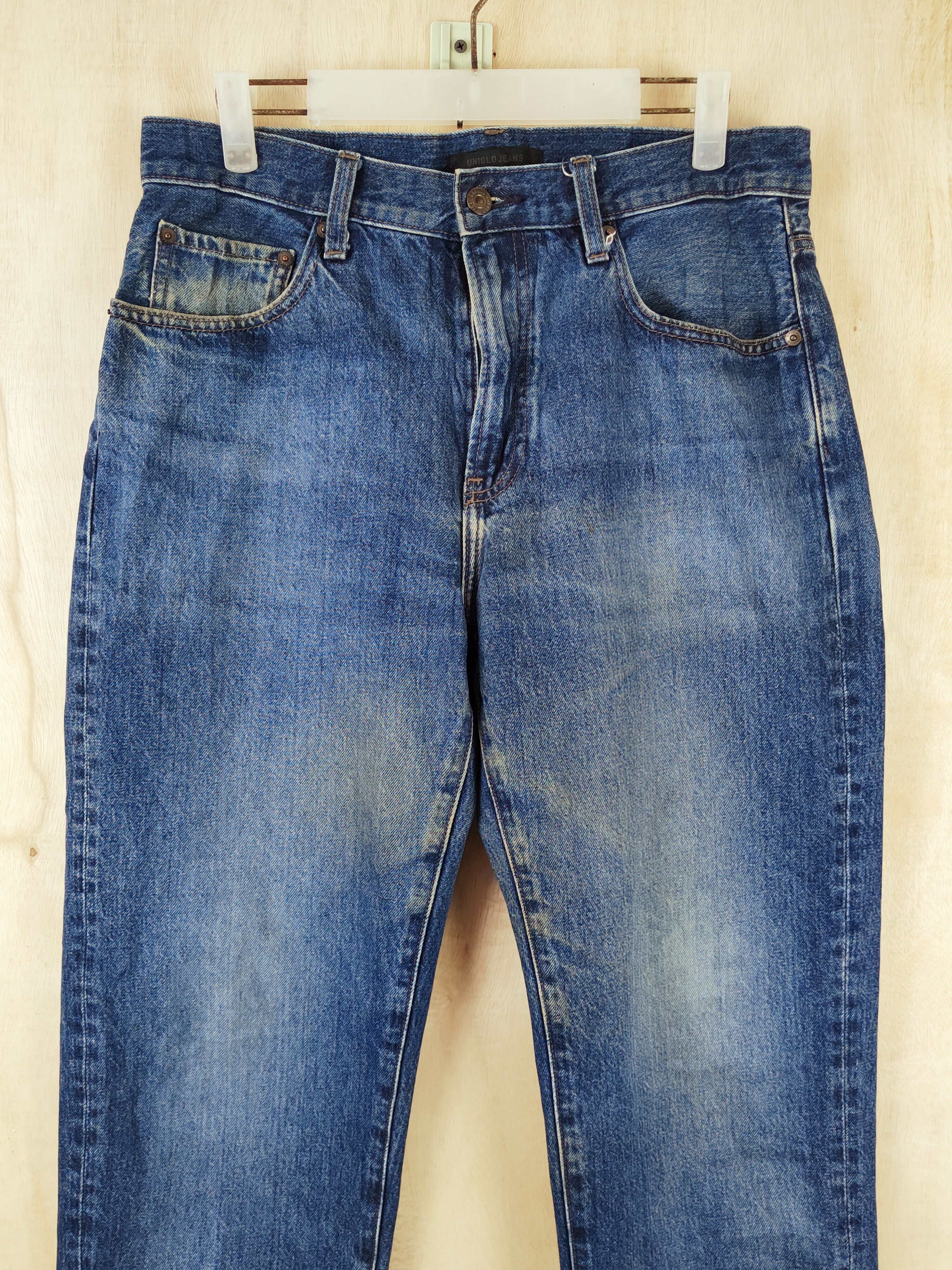 Japanese Brand Uniqlo Japanese Fabric by Kaihara Blue Ripped Jeans #S2655 Size US 31 - 2 Thumbnail