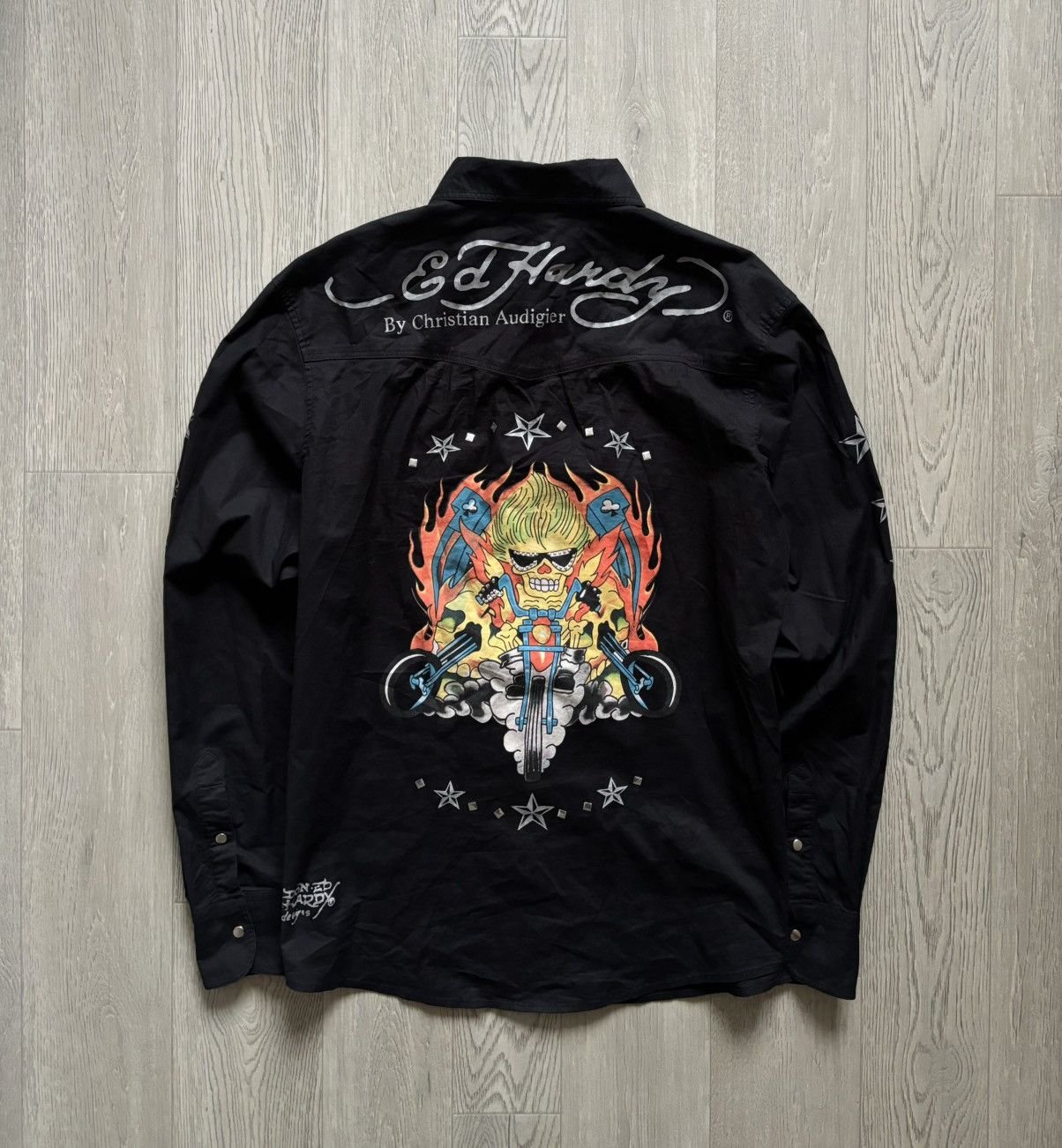 Christian Audigier × Ed Hardy × Vintage Vintage Ed Hardy Christian Audigier Printed Shirt Crunk Rock Size US M / EU 48-50 / 2 - 1 Thumbnail