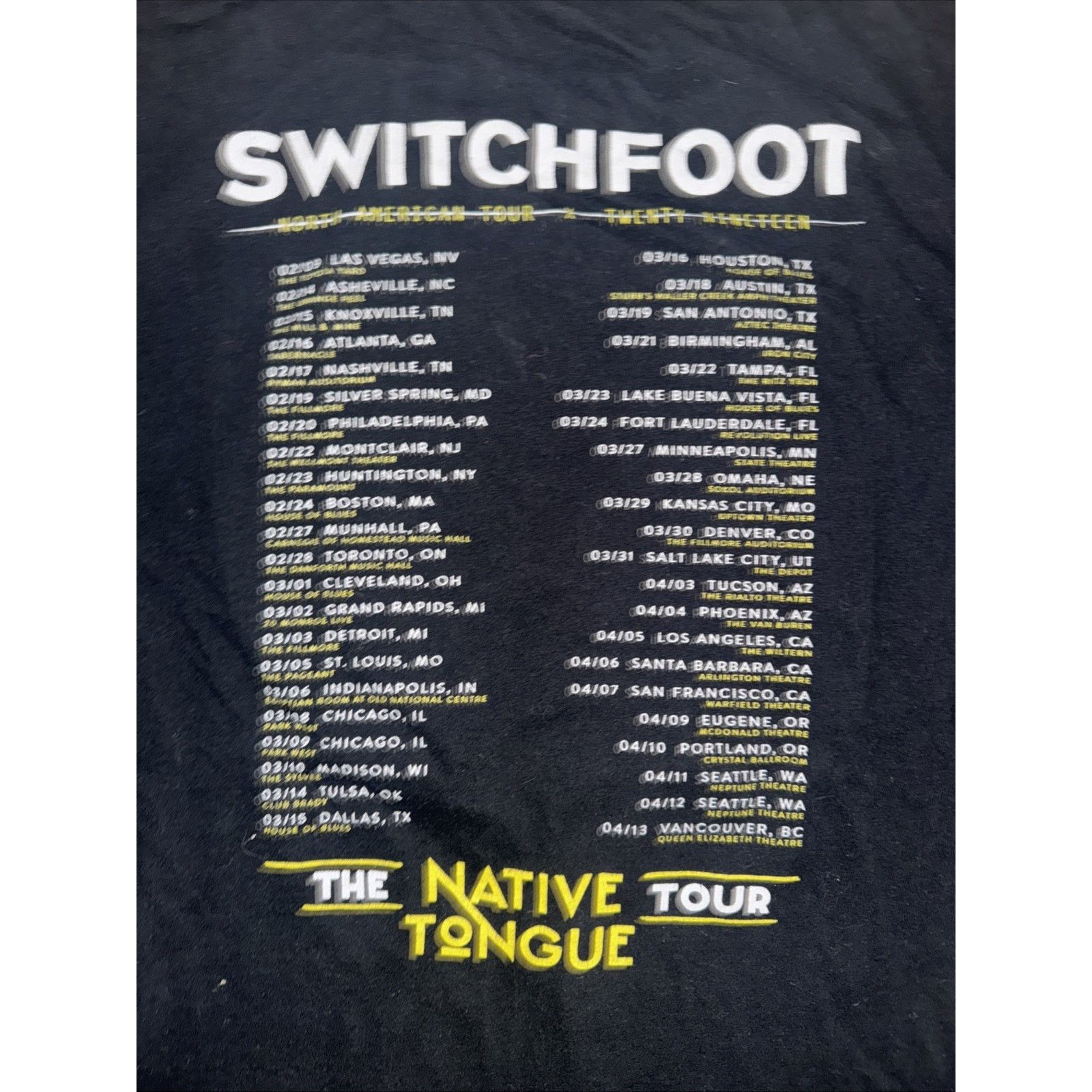 Band Tees Switchfoot Tour Band T-Shirt Black Medium 18x25 Graphic Tee Size US M / EU 48-50 / 2 - 3 Thumbnail