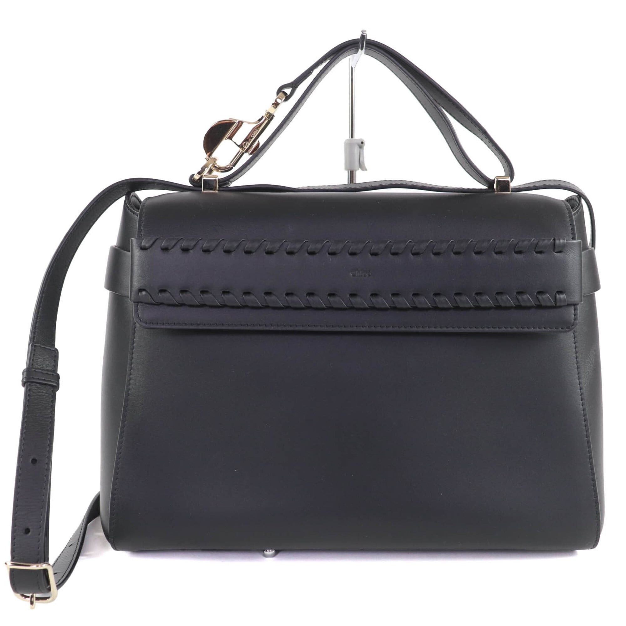 Chloe Chloé Chloe CHC22WS122l91001 NACHA Top Handle 2-Way Leather Hand/Shoulder Bag, Black, with Dust Made in Italy, Women's Size ONE SIZE - 1 Thumbnail