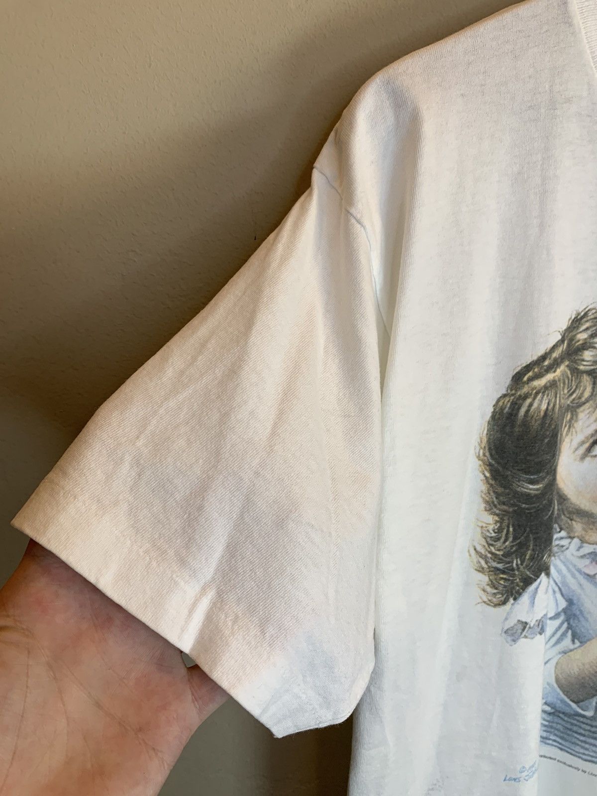 Vintage *RARE* Vintage 80’s Jesus What Happened To Your Hand T-Shirt Size US L / EU 52-54 / 3 - 3 Thumbnail