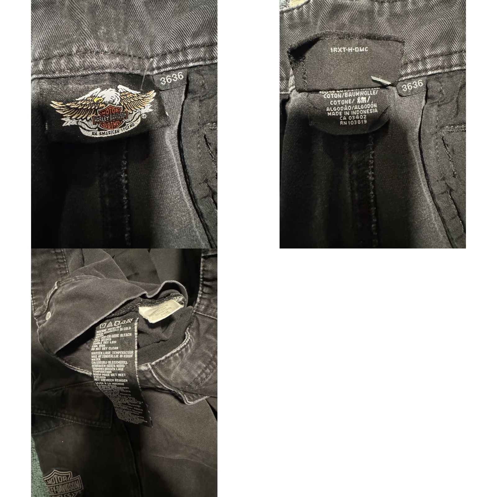 Harley Davidson Harley Davidson Mens Black Cargo Riding Pants Baggy Skater Y2K Biker 36x36 Mens 36 Inseam Wide-Leg Casual Cargo Pants Size US 36 / EU 52 - 9 Thumbnail