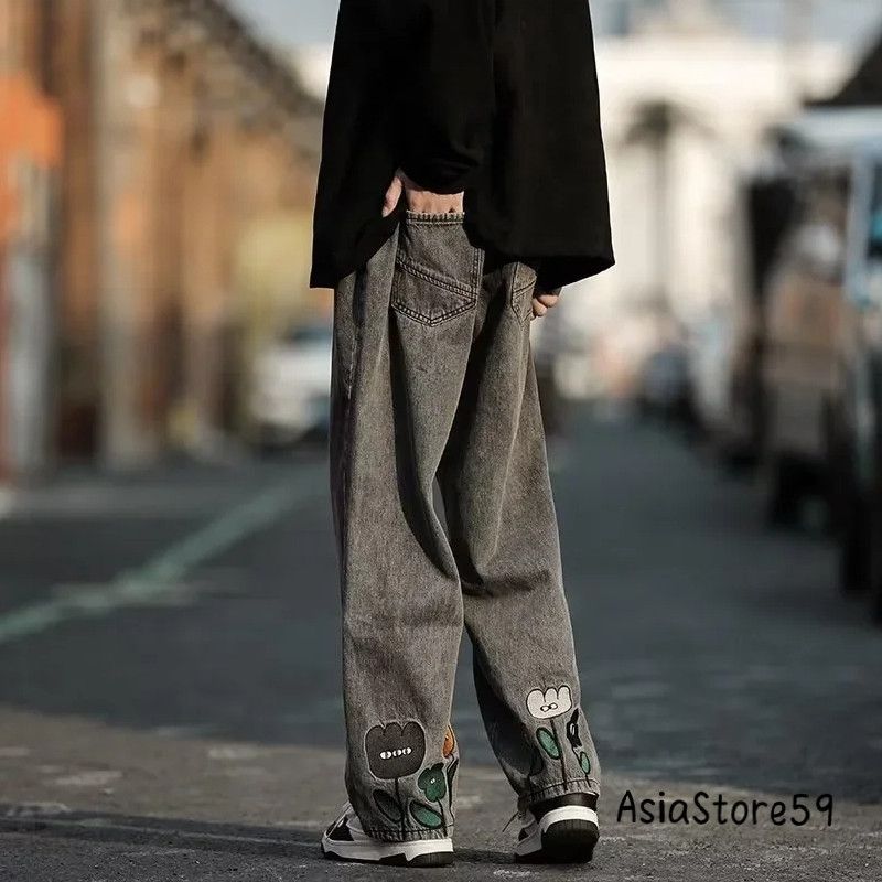 Jean × Vintage y2k flower printed baggy jeans Size US 31 - 1 Thumbnail