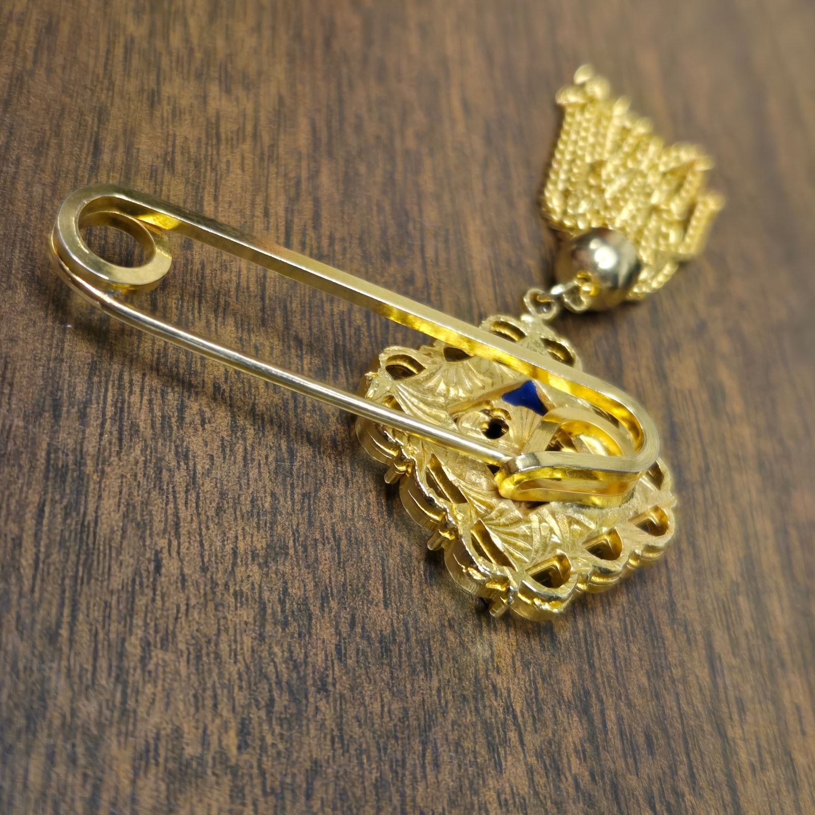 Vintage Vintage Victorian Style Gold Tone Blue Enamel Fleur de Lis Size ONE SIZE - 8 Thumbnail