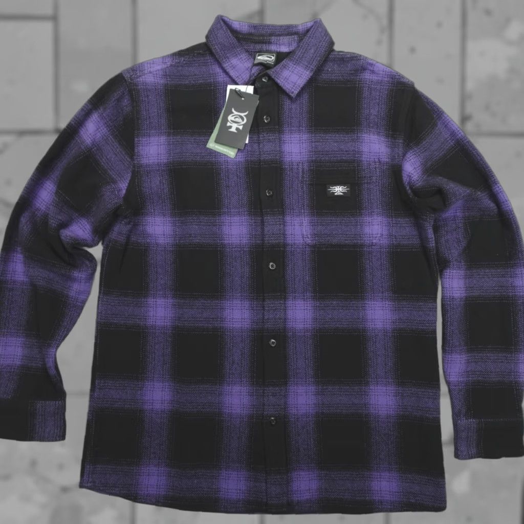 Quiksilver Quiksilver Button-Up Cotton Flannel Shirt Mens M Corsucan Blue Mercury Plaid Long Sleeve Collared Zipper? Size US M / EU 48-50 / 2 - 1 Thumbnail