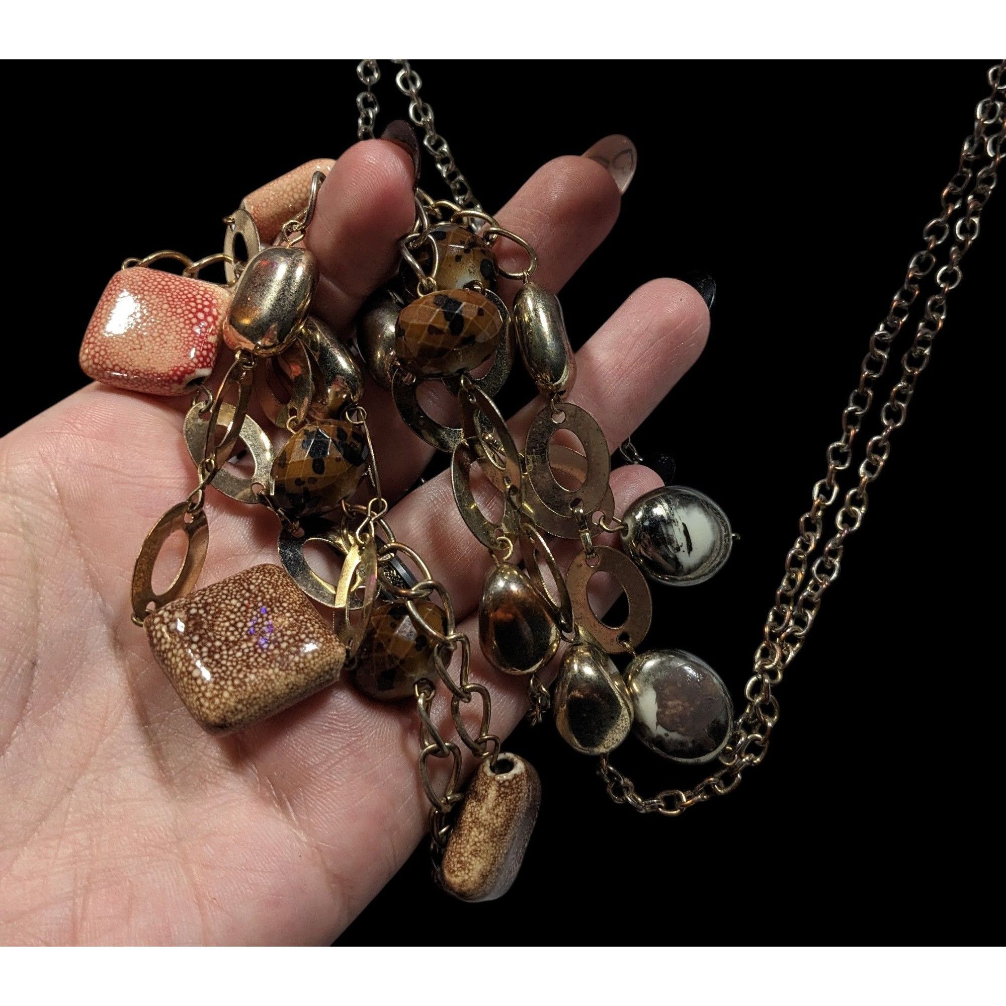 Other Retro Chunky Ceramic Glass And Metal Layered Necklace Size ONE SIZE - 6 Thumbnail