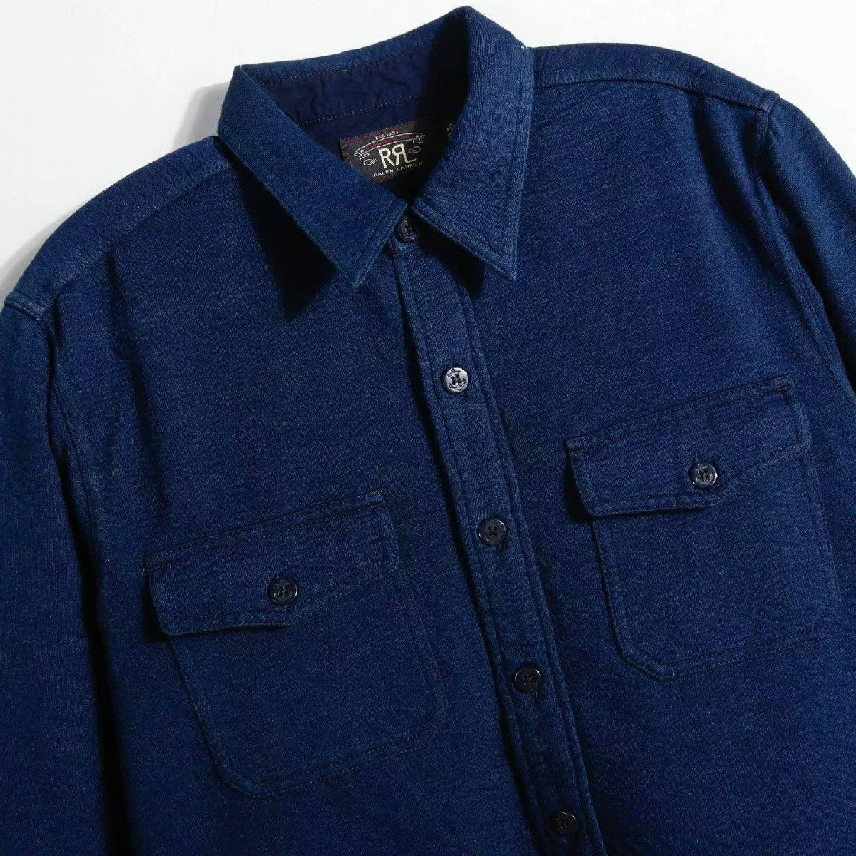 RRL Ralph Lauren RRL GUERNSEY-PATTERNED JACQUARD WORKSHIRT INDIGO Size US M / EU 48-50 / 2 - 7 Thumbnail