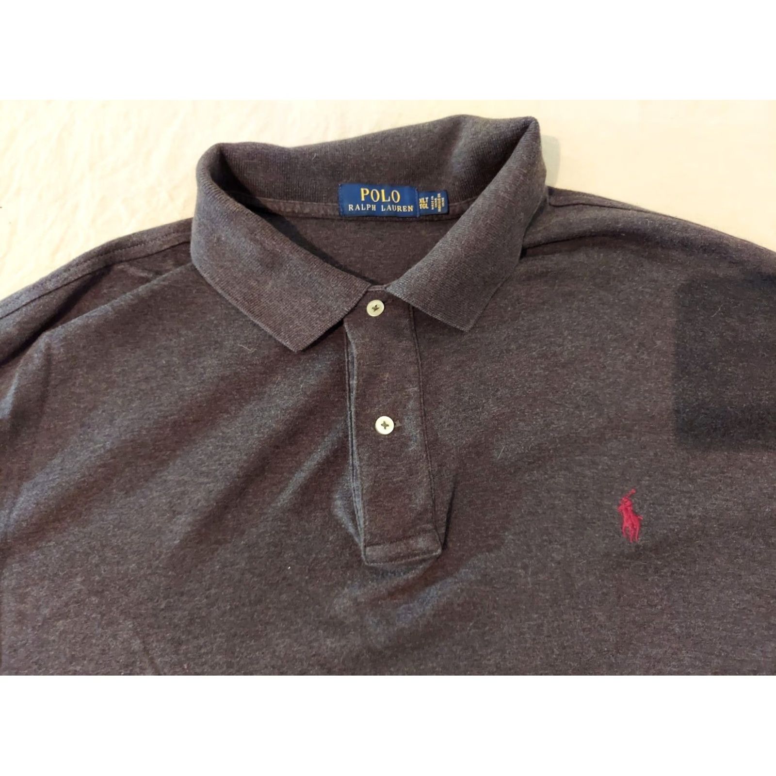 Ralph Lauren VINTAGE Polo Ralph Lauren Shirt XLT Gray Cotton Mens Short Sleeve Button Polo Shirt XLT Gray Cotton Men Tall XL Size US XL / EU 56 / 4 - 3 Thumbnail