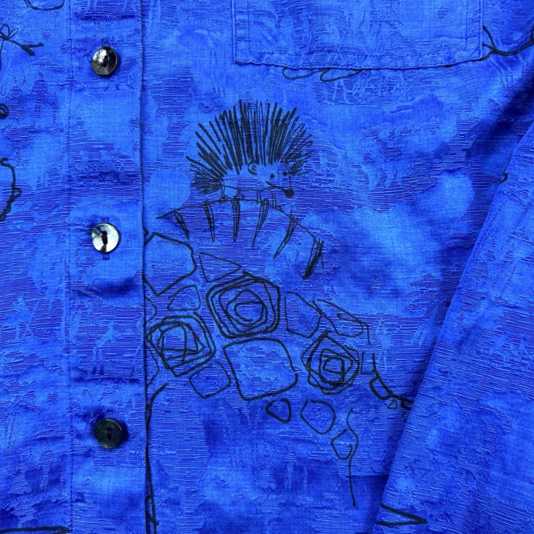 Vintage VINTAGE Chicos Button Up Shirt Womens Size 1 Silk Linen Blend Animals Nature Hipster Blue Size XS / US 0-2 / IT 36-38 - 2 Thumbnail
