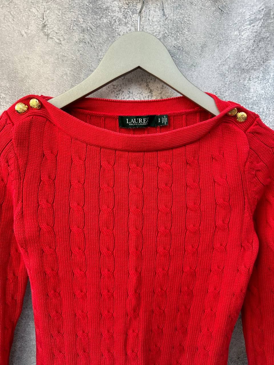 Lauren Ralph Lauren Lauren Ralph Lauren Cable Knit Sweater Red Jumper Boat Neck Size S / US 4 / IT 40 - 5 Thumbnail